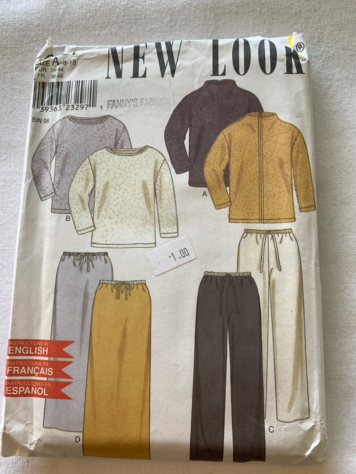 Simplicity New Look Sewing Pattern 6887 Misses' Jacket, Top, Skirt, Pants. Long Sleeves, Zipper Front, Size 8-18, Uncut, Vintage 2003