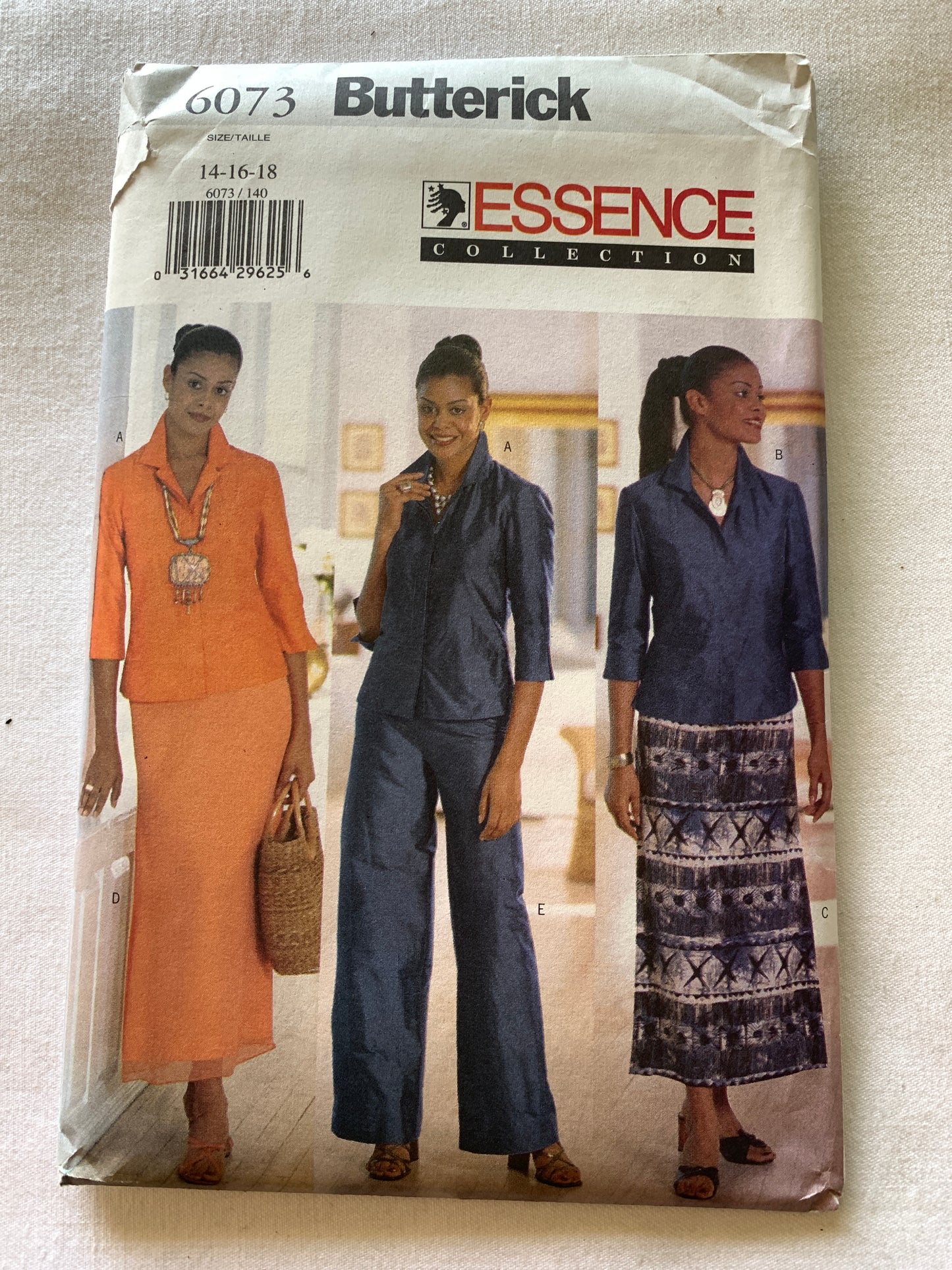 Butterick Sewing Pattern 6073 Misses'/Misses' Petite Top, Skirt, Pants, Loose-fitting, Size 14-18, Uncut, Vintage 1999