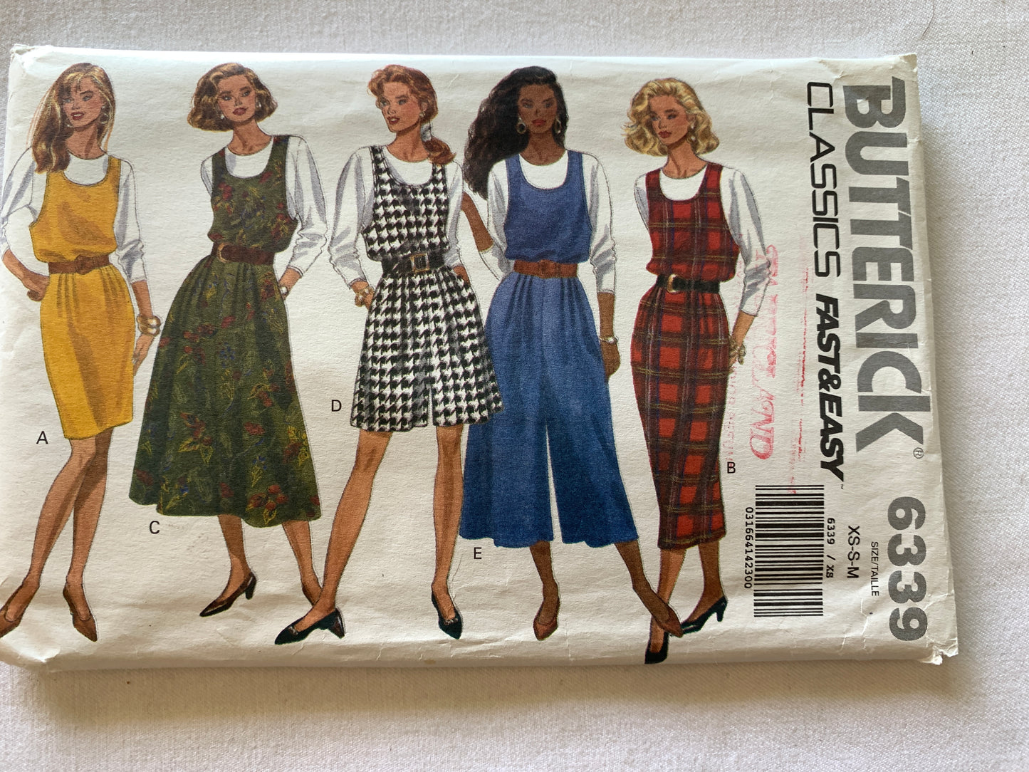 Butterick Sewing Pattern 6339 Misses'/Misses' Petite, Shirts, Jumper/Jumpsuit, Pullover, Loose-Fitting, Size 6-14, Uncut, Vintage 1993