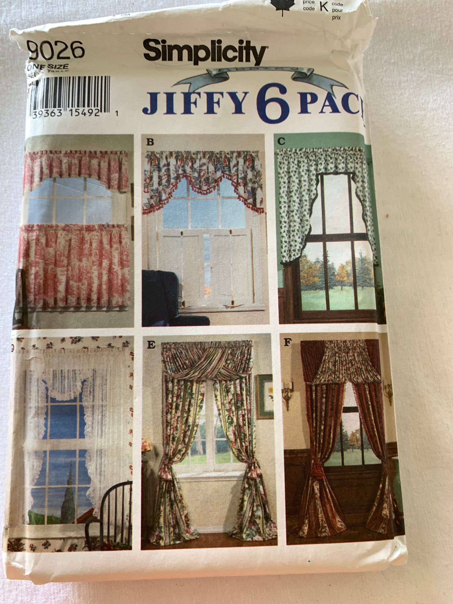 Simplicity Sewing Pattern 9026 Jiffy  Window Coverings, Curtains, Drapes, 6 Variations, Uncut, Vintage 1992