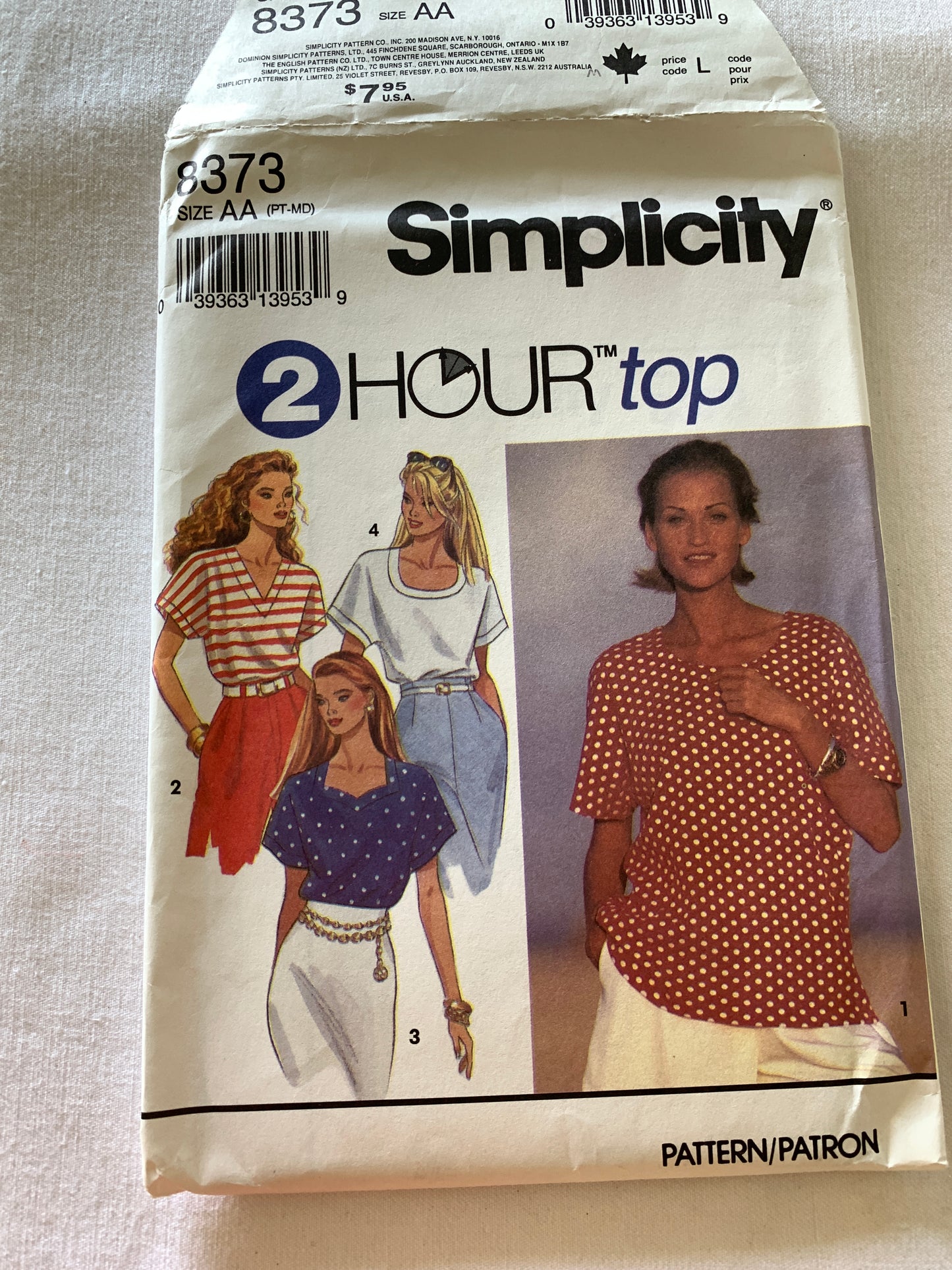 Simplicity Sewing Pattern 8373 Misses' Top, Shirt, Kimono Short Sleeves, Pullover, 4 Variations, Size 6-16, Uncut, Vintage2013