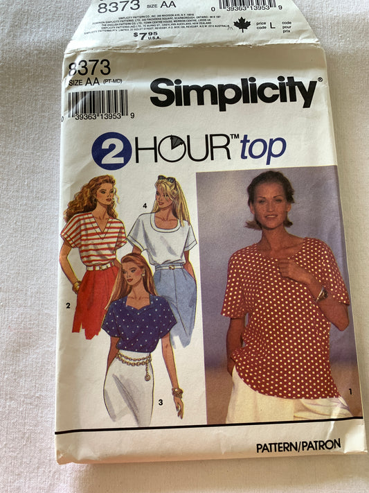 Simplicity Sewing Pattern 8373 Misses' Top, Shirt, Kimono Short Sleeves, Pullover, 4 Variations, Size 6-16, Uncut, Vintage2013