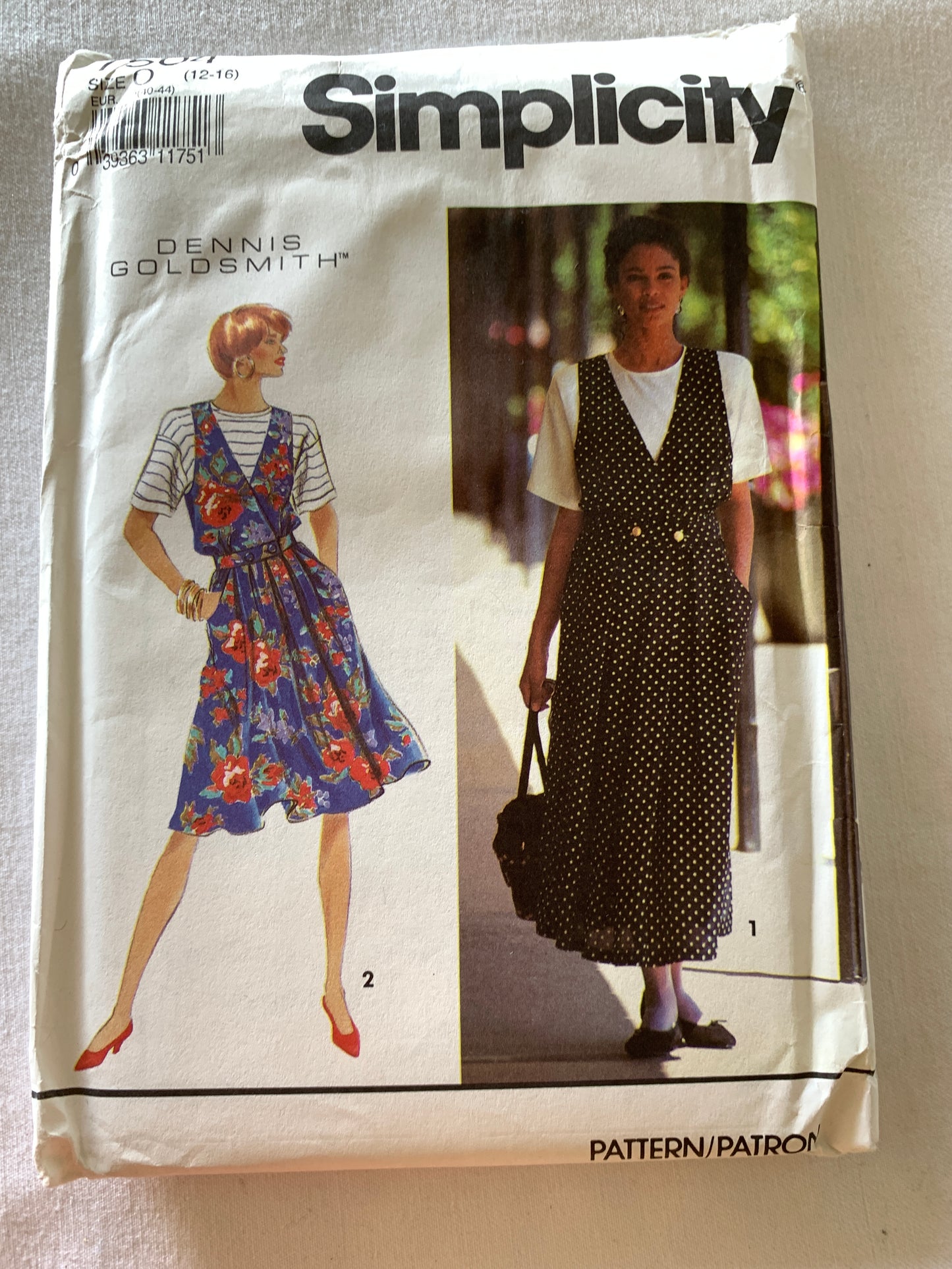 Simplicity Sewing Pattern 7504 Misses' Jumper, Top, Pullover, Sleeveless, Two Lengths, Pockets, Size 12-16, Uncut, Vintage 1991