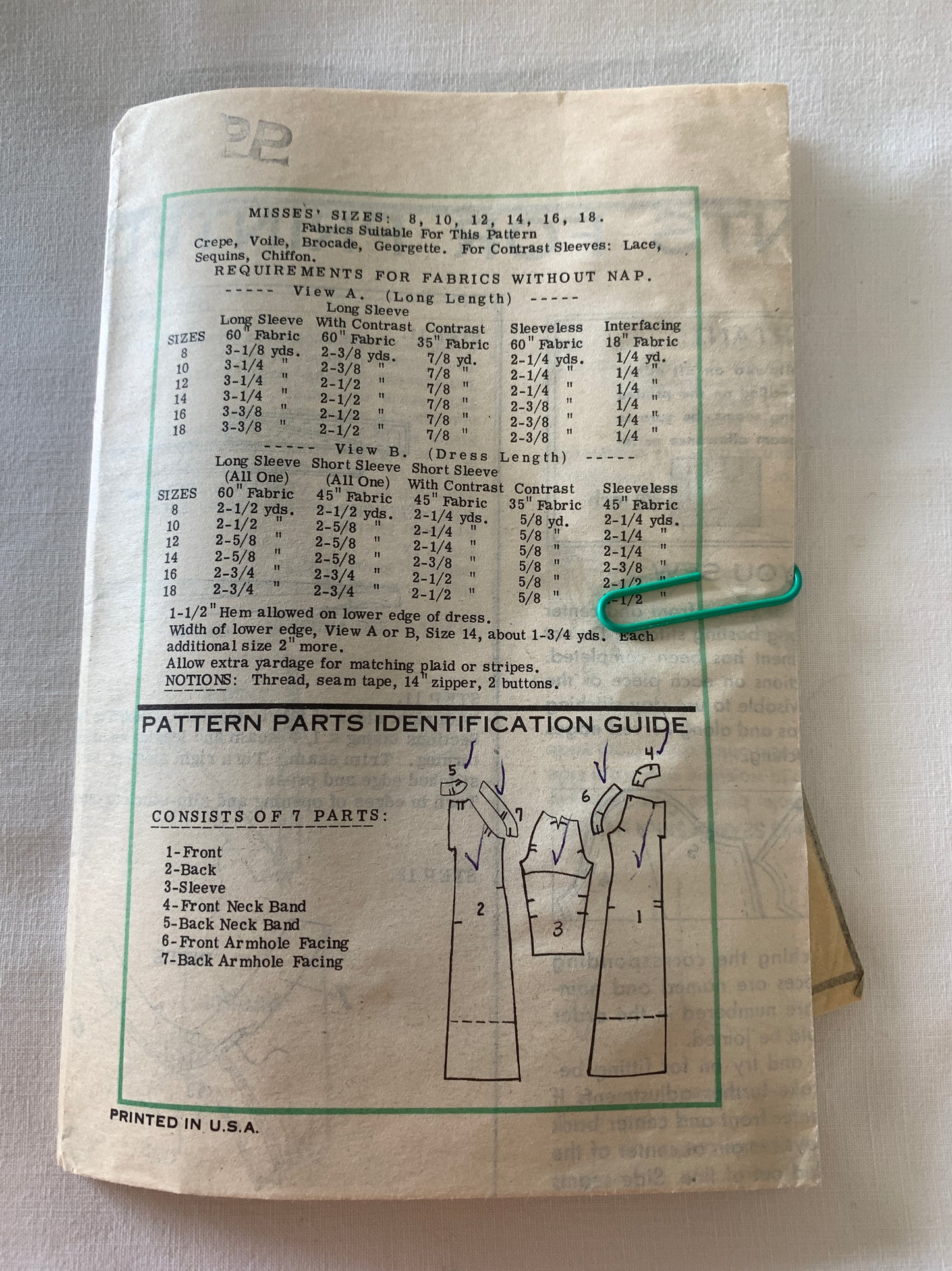 Free Press Sewing Pattern 9256 Misses' Dress, Tie Belt, Two Lengths, Size 10, Cut, Vintage 1963
