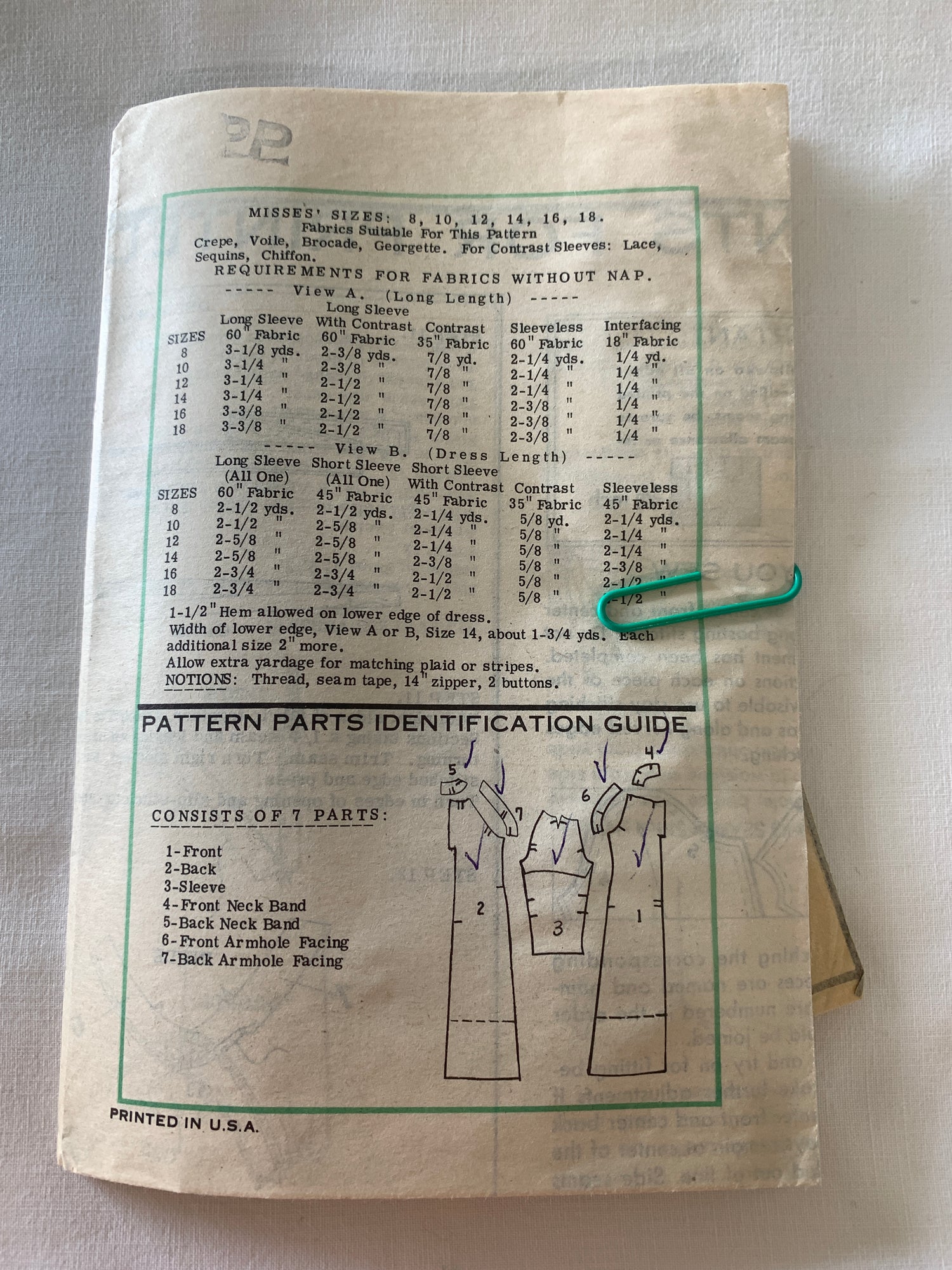 Free Press Sewing Pattern 9256 Misses' Dress, Tie Belt, Two Lengths, Size 10, Cut, Vintage 1963
