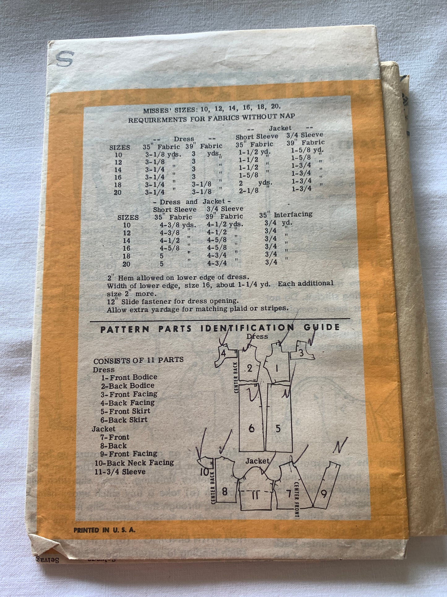 Free Press Sewing Pattern 9001 Misses' 2 Piece Dress, Top, Skirt, Zipper Back, Size 12, Cut, Vintage 1963