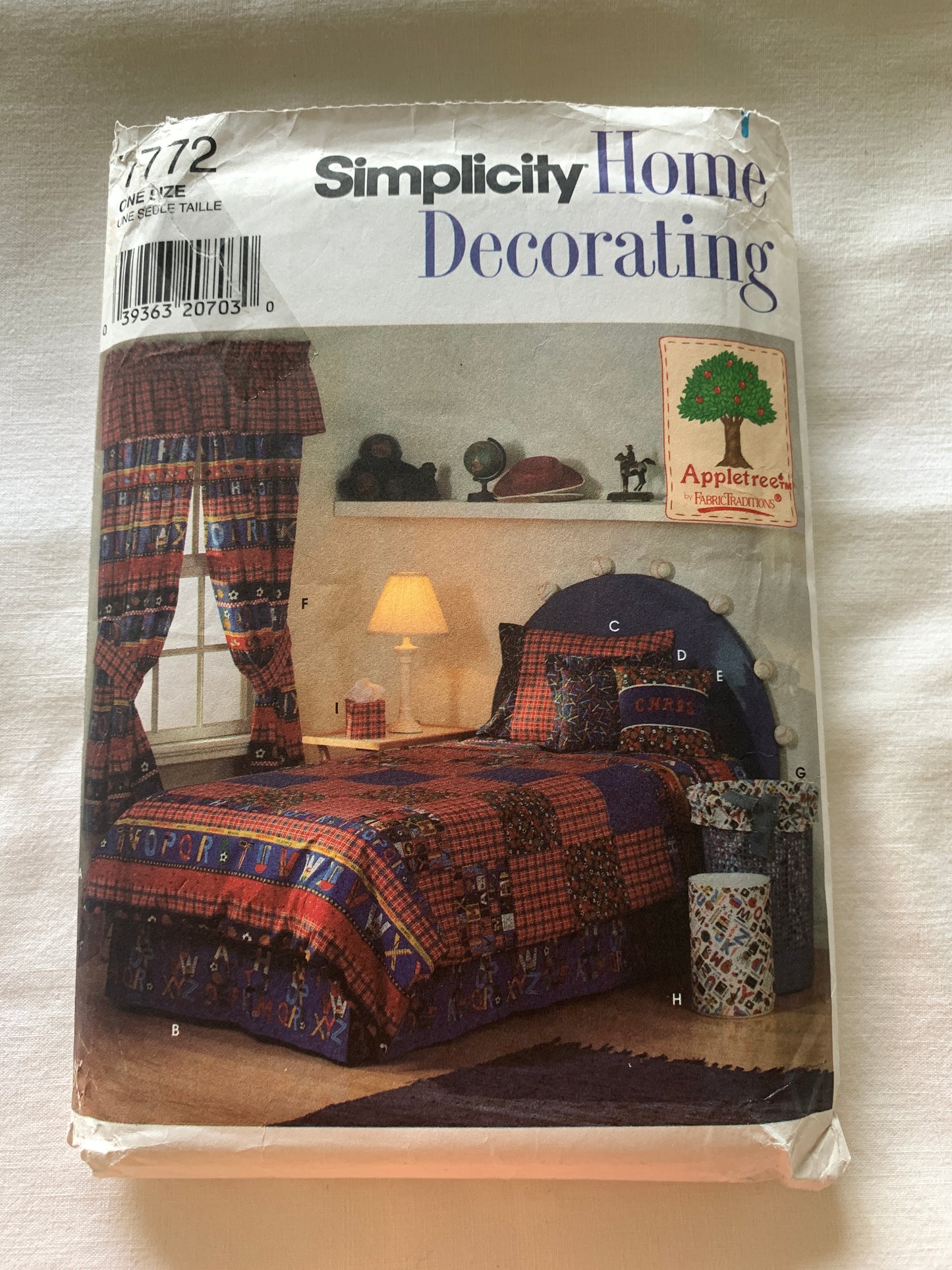 Simplicity Home Sewing Pattern 7772 Twin Size, Duvet Cover, Dust Ruffle, Curtains, Pillows, Basket, Covers, Tissue Box, Uncut, Vintage 1997
