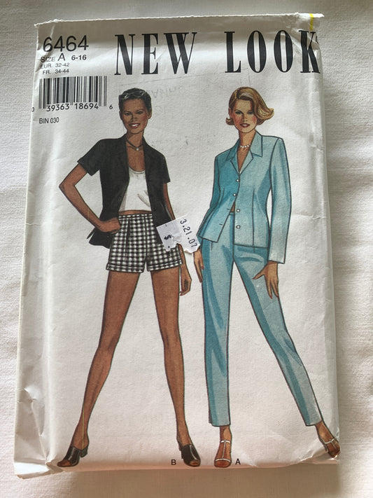 Simplicity New Look Sewing Pattern 6464 Misses' Pants, Tops, Shorts, Long/Short Sleeves, Size 6-16, Uncut, Vintage 1999