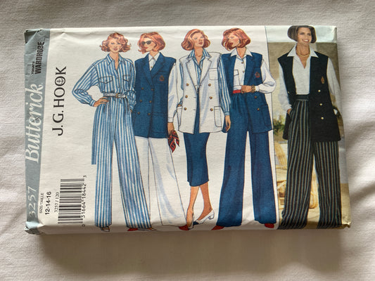 Butterick J G Hook Sewing Pattern 3257 Misses' Vest, Shirt, Skirt, Pants, Loose-Fitting, Zipper Back, Size 12-16, Uncut, Vintage 1994
