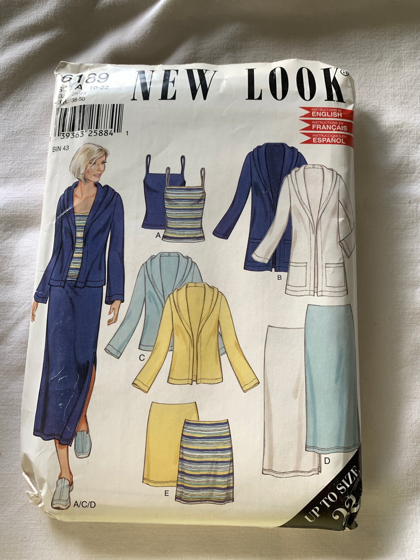 Simplicity New Look Sewing Pattern 6189 Misses' Jacket, Top, Skirt, Sleeveless, Pockets, Size 10-22, Uncut, 2003