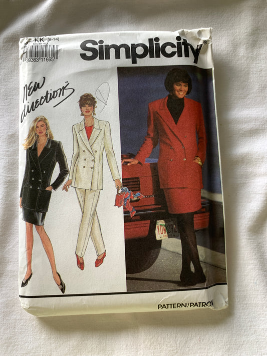Simplicity Sewing Pattern 7446 Misses' Lined Jacket, Skirt, Pants, Semi-Fitted, Zipper Back, Button Front, Size 8-14, Uncut, Vintage Vintage 1991