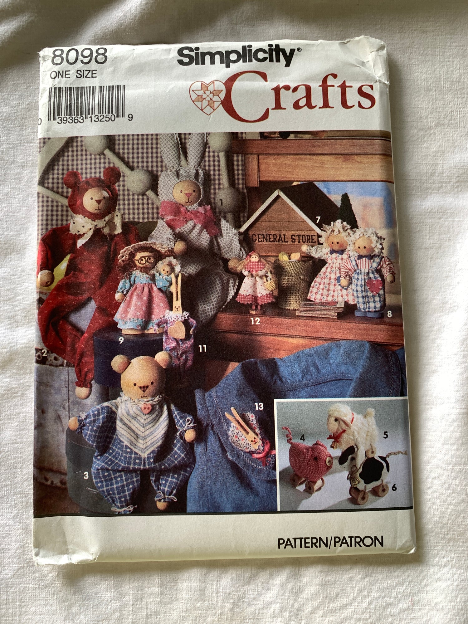 Simplicity Sewing Pattern 8098 Christmas Holiday Ornaments, Bear, Bunny, Angels, Animals, People, Uncut, Vintage 1992