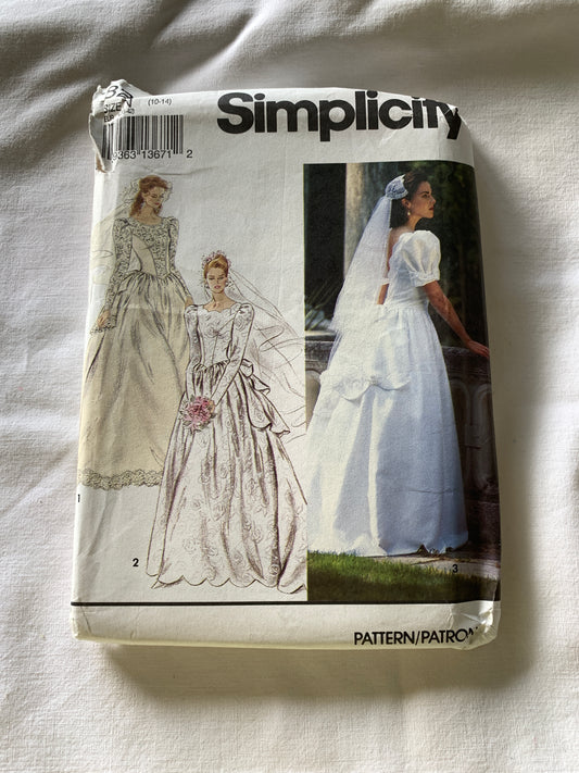 Simplicity Sewing Pattern 8240 Misses' Brides' Dress, Lined, Princess Seams, Zipper Back, Size 10-14, Uncut, Vintage 1992