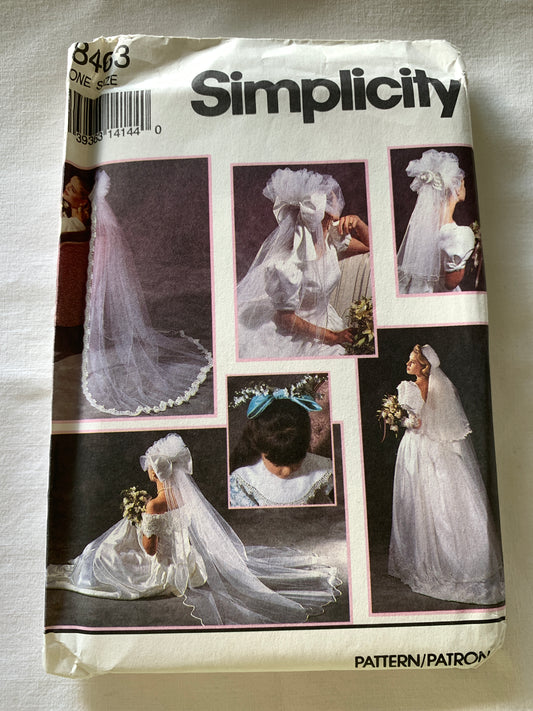 Simplicity Sewing Pattern 8463 Misses' Bridal Veils, Headpieces, Shoe Decorations, Accessories, Various Sizes, Uncut, Vintage 1993