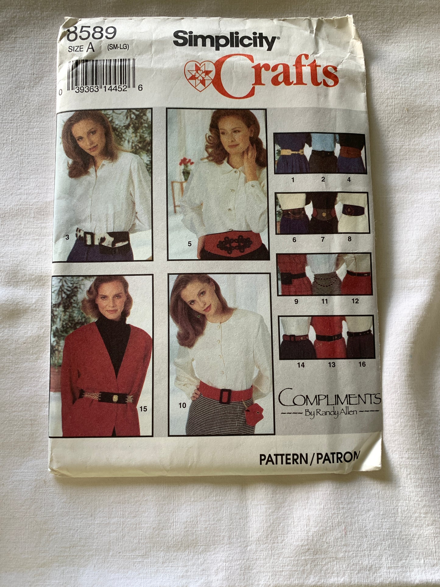 Simplicity Sewing Pattern 8589 16 Variations of Belts, Three Size, Uncut, Vintage 1993