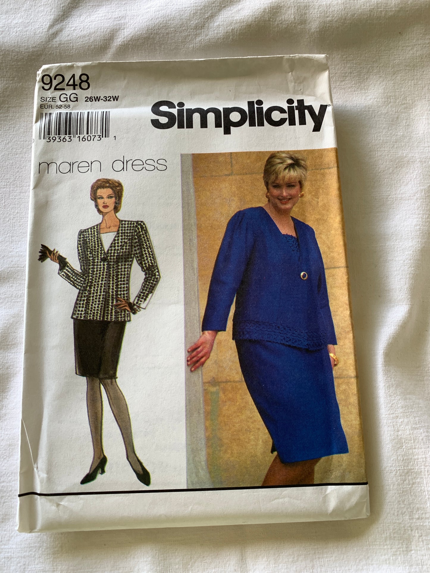 Simplicity Sewing Pattern 9248 Misses'/Petite Two Piece Dress, Princess Seams, Button Front, Size 26W-32W, Uncut, Vintage 1994