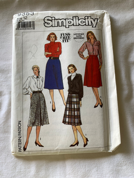 Simplicity Sewing Pattern 9364 Misses' Culottes, Skirt, Shorts, Three Lengths, Zipper Back, Size 12-16, Uncut, Vintage 1995