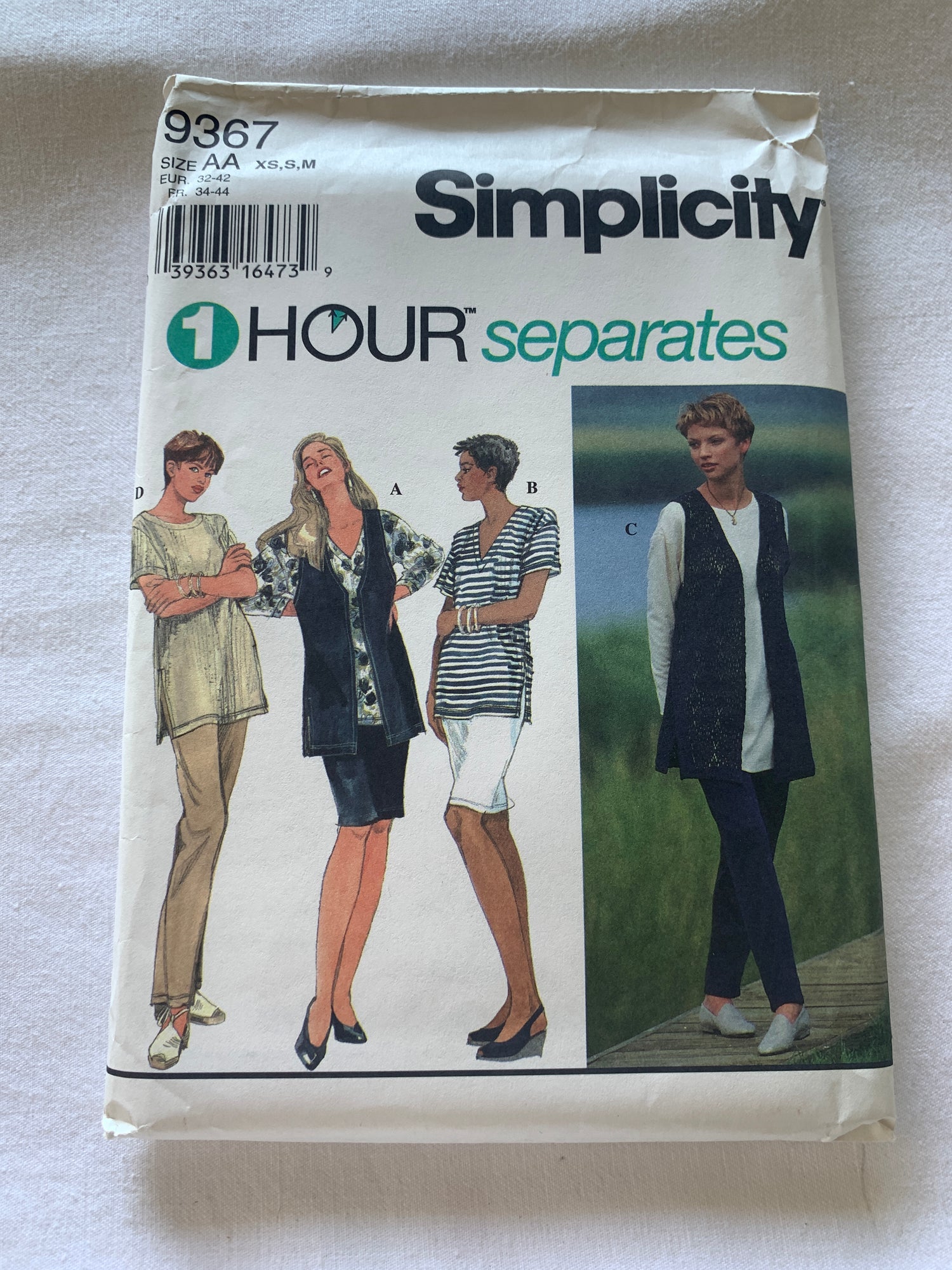 Simplicity Sewing Pattern 9367 Misses' Pull-On Pants, Skirt, Top, Vest, Knit Separates, Size 6-16, Uncut, Vintage 1995