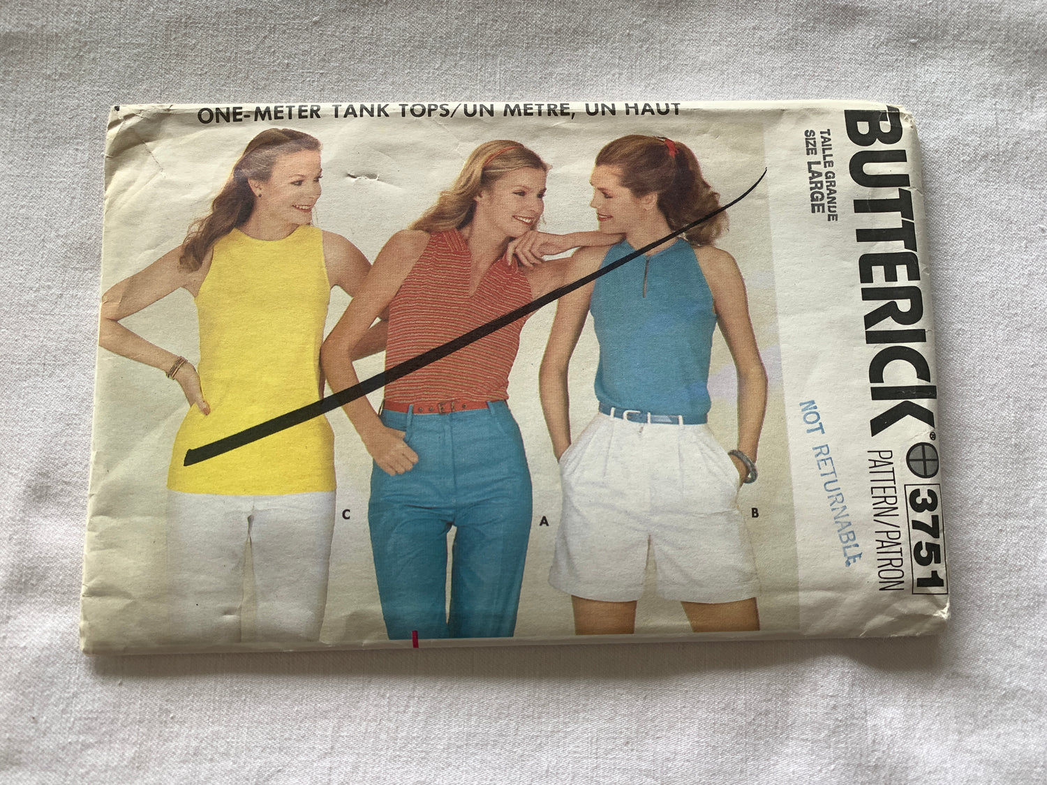 Butterick Sewing Pattern 3751 Misses' Top, Semi-Fitted, Neck Variations, Size 16-18, Uncut, Vintage 1995 