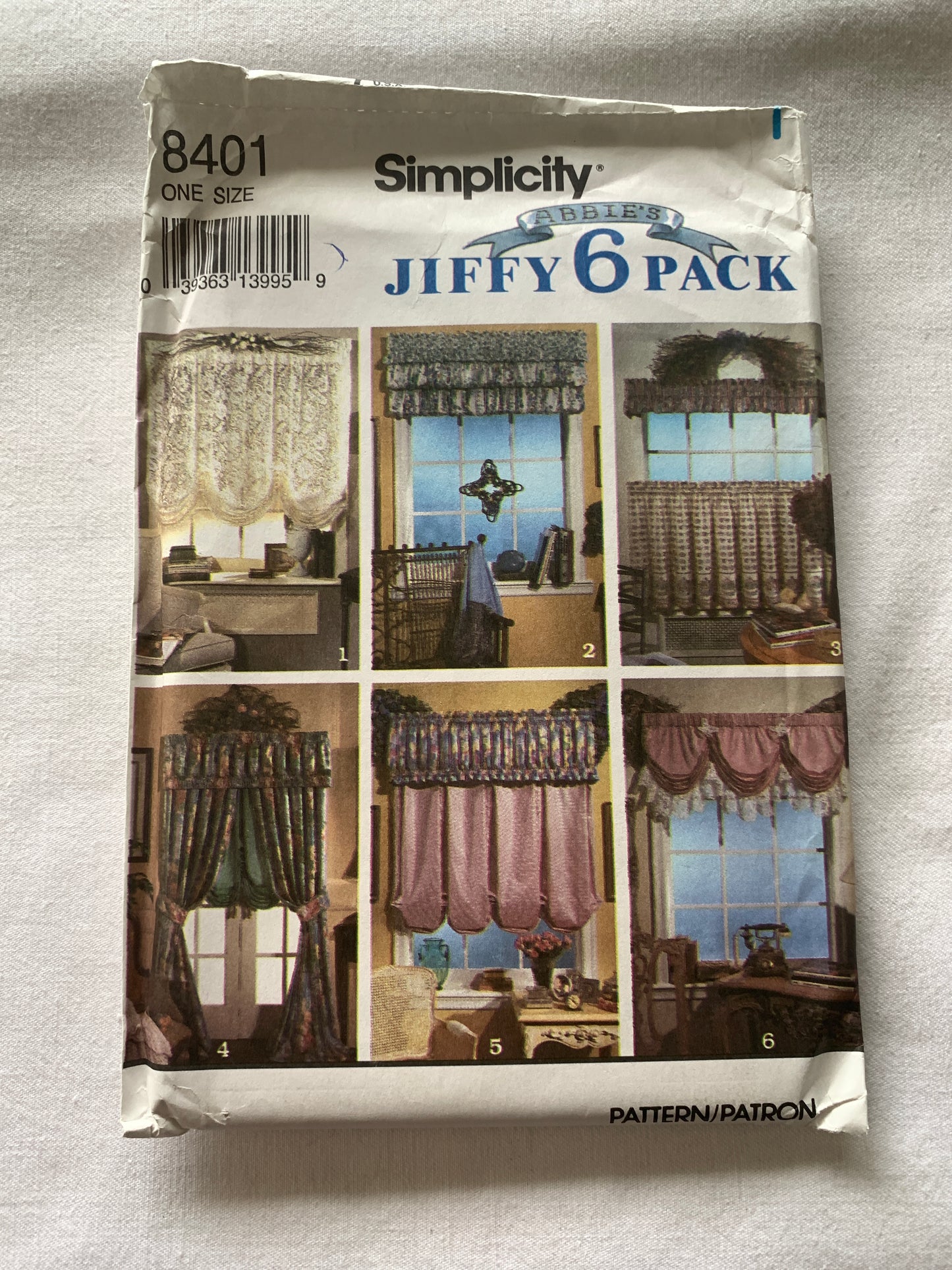 Simplicity Sewing Pattern 8401 Jiffy  Window Coverings, Curtains, Drapes, 6 Variations, Uncut, Vintage 1993