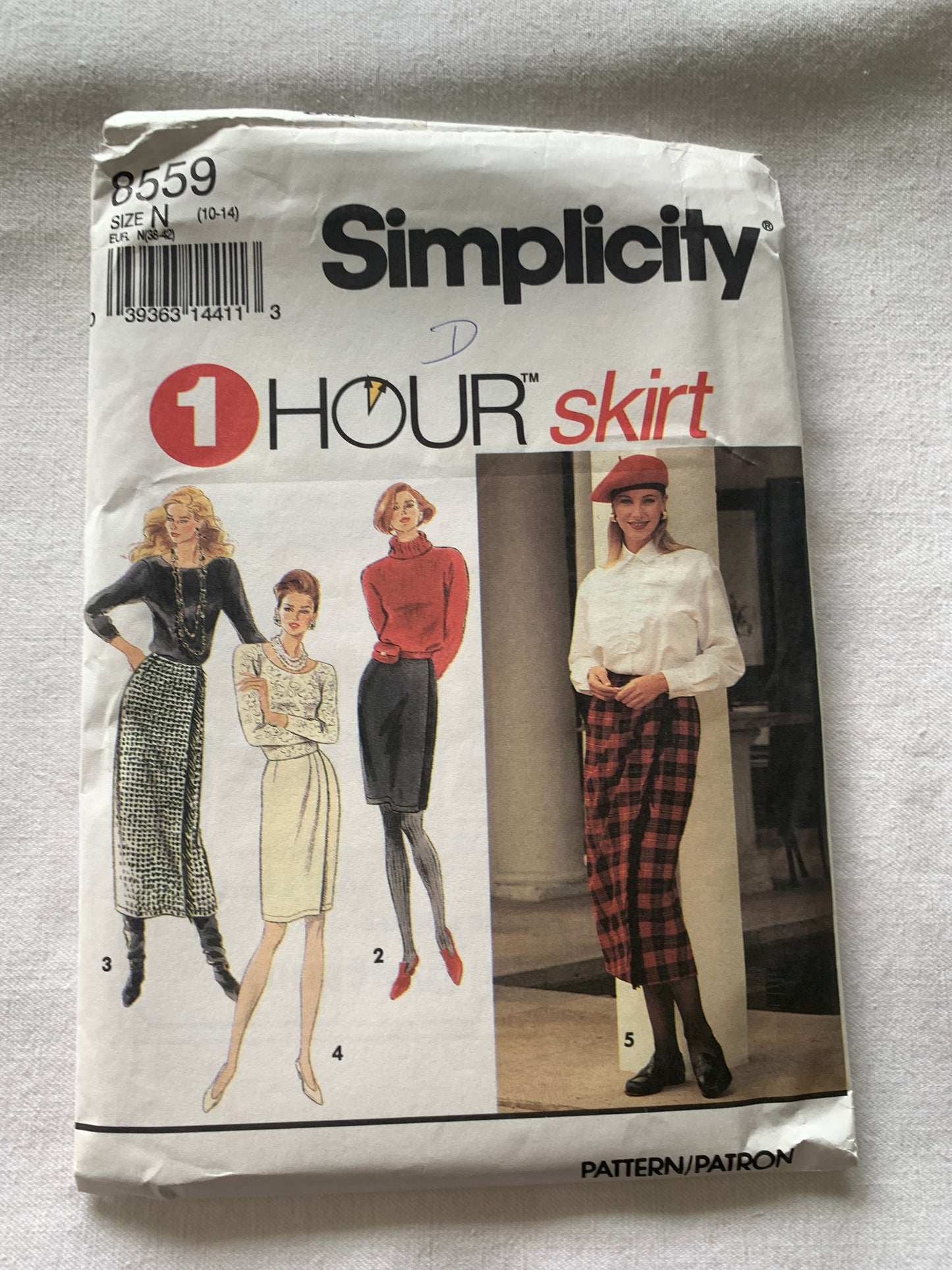 Simplicity Sewing Pattern 8559 Misses' Skirts, Front Wrap, Pleats, Mini, 3 Lengths, Size 10-14, Uncut, Vintage 1993