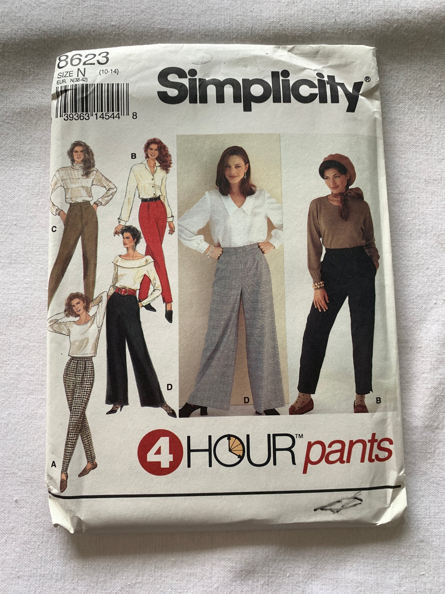 Simplicity Sewing Pattern 8623 Misses' Pants, Pockets, Zipper Back, Size 10-14, Uncut, Vintage 1993