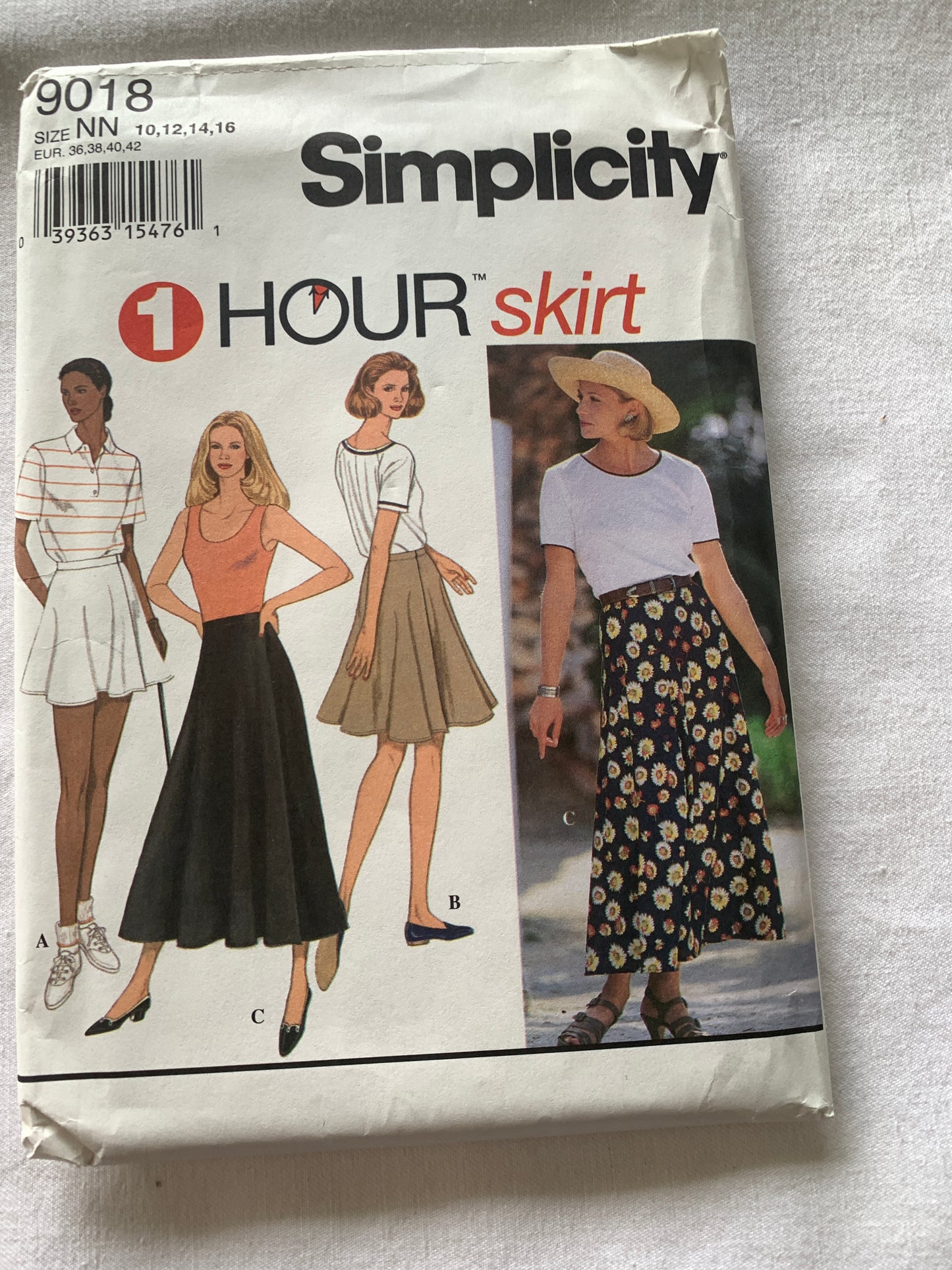 Simplicity Sewing Pattern 9018 Misses' Skirts, Flared, Wrap, 3 Lengths, Size 10-16, Uncut, Vintage 1994