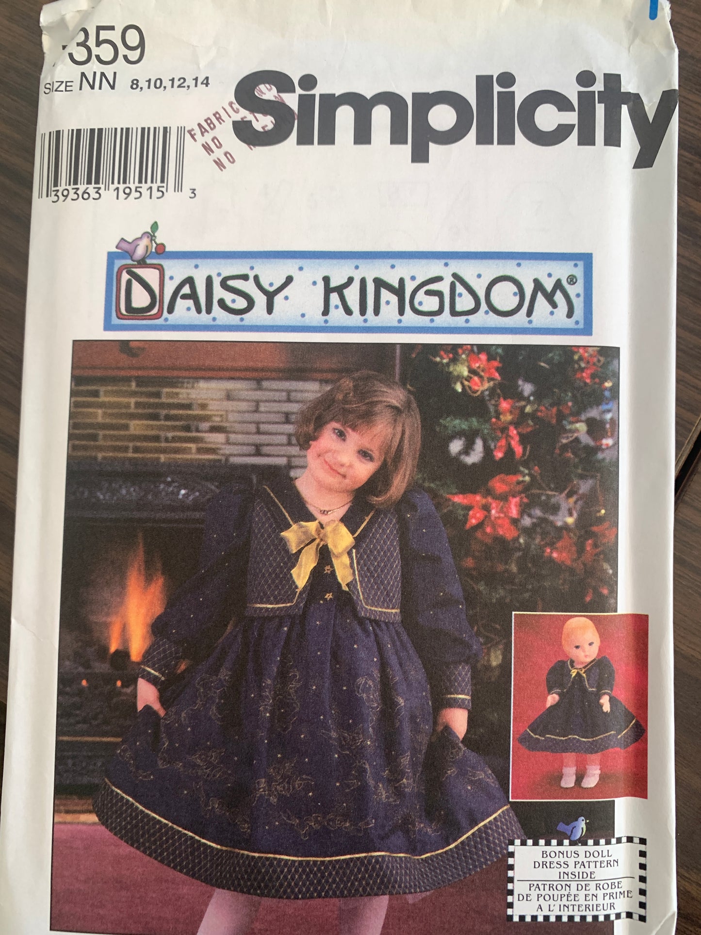 Simplicity Sewing Pattern 7359 Daisy Kingdom, Girls' Vest, Dress, 17 " Doll Vest, Dress, Size 8-14, Uncut, Vintage 1996