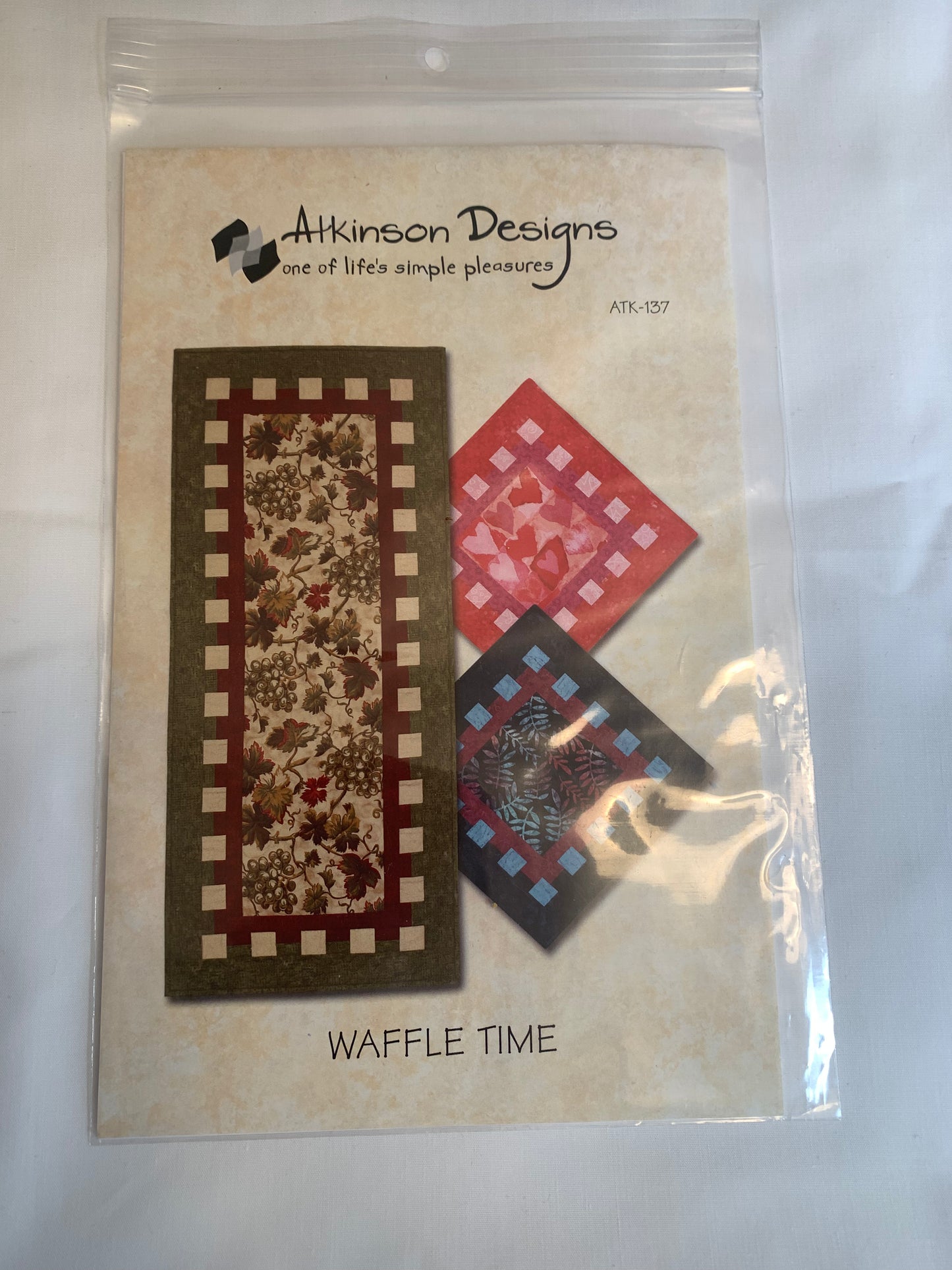 Atkinson Designs Table Runner/Topper Pattern 18" x 18", Waffle Time, 2006,