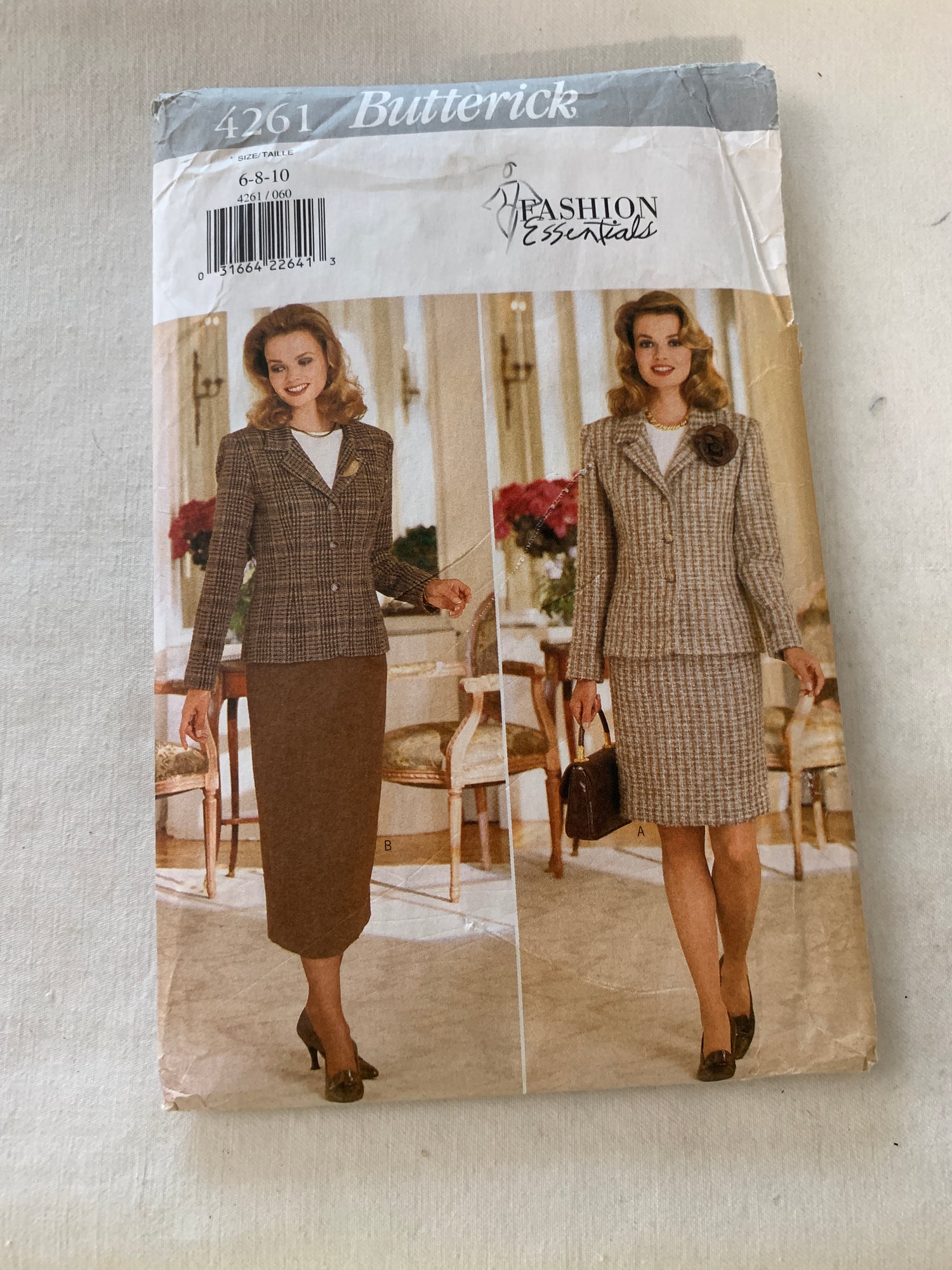 Butterick Sewing Pattern 4261 Misses'/Miss Petite Lined Jacket, Top, Skirt, Princess Seams, Zipper Back, Size 6-10, Uncut, Vintage 1995
