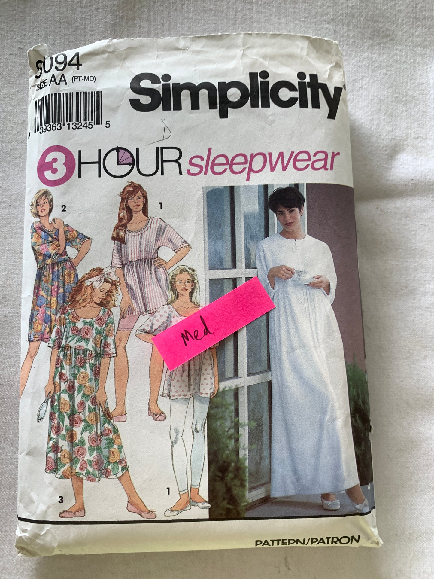 Simplicity Sewing Pattern 8094 Misses' Leggings in Two Lengths, Nightgown in Three Lengths, Robe, Stretch Knit, Size 6-16, Cut, Vintage 1994