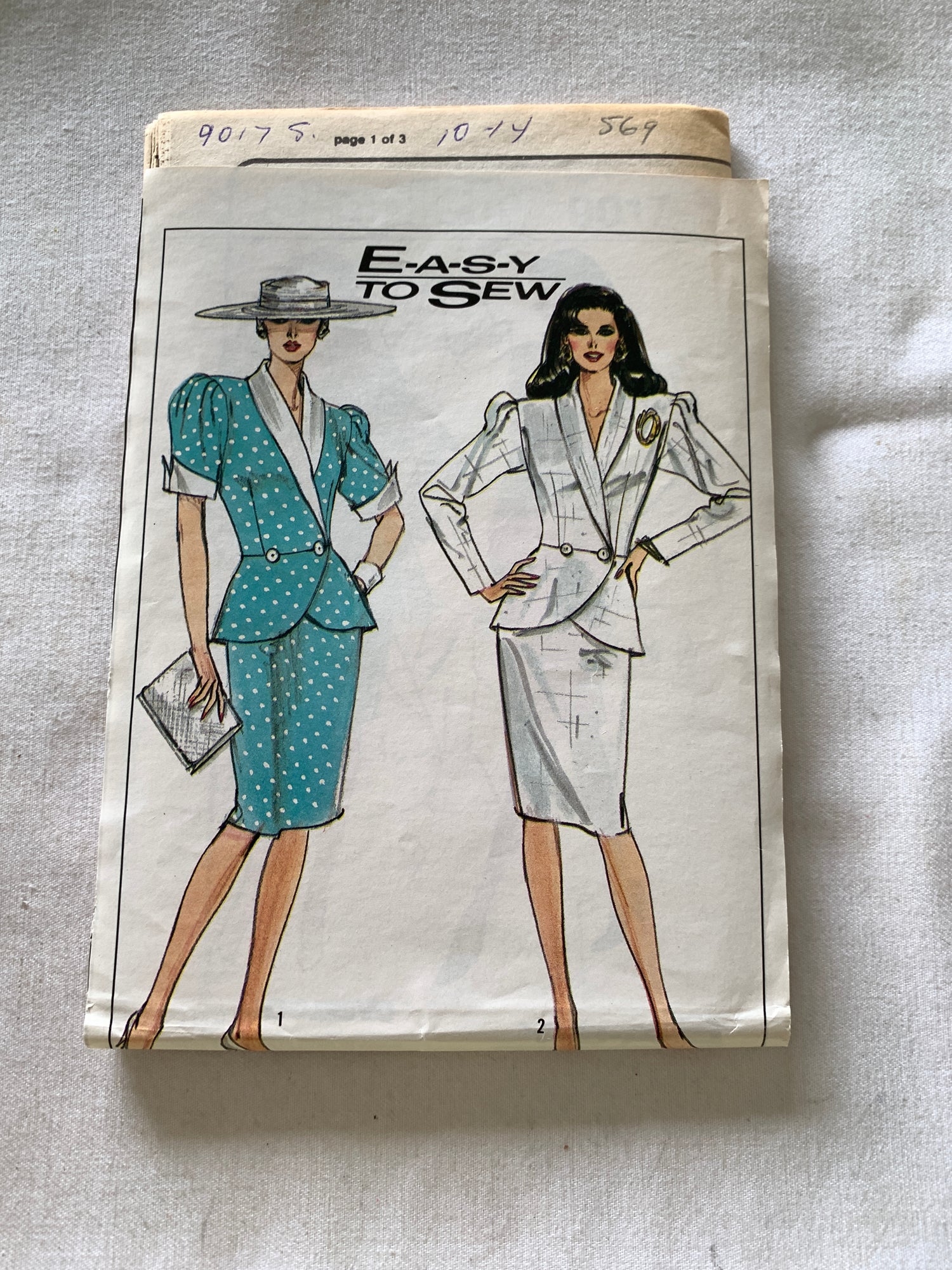 Simplicity Sewing Pattern 7222 Misses' Two-Piece Dress, Collar, Top, Skirt, Back Zipper, Size 10-14, Uncut, Vintage 1975