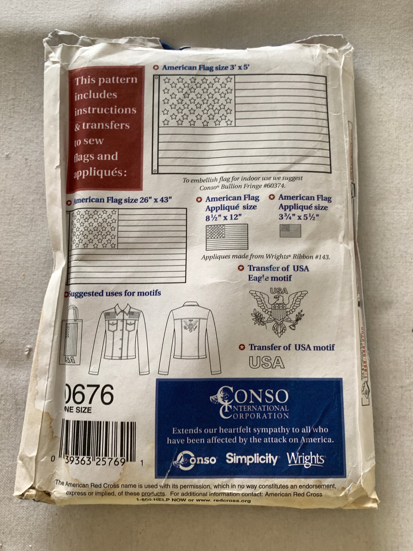 Simplicity Sewing Pattern 0676 American Flag, Two Sizes, Uncut, Vintage 1984 