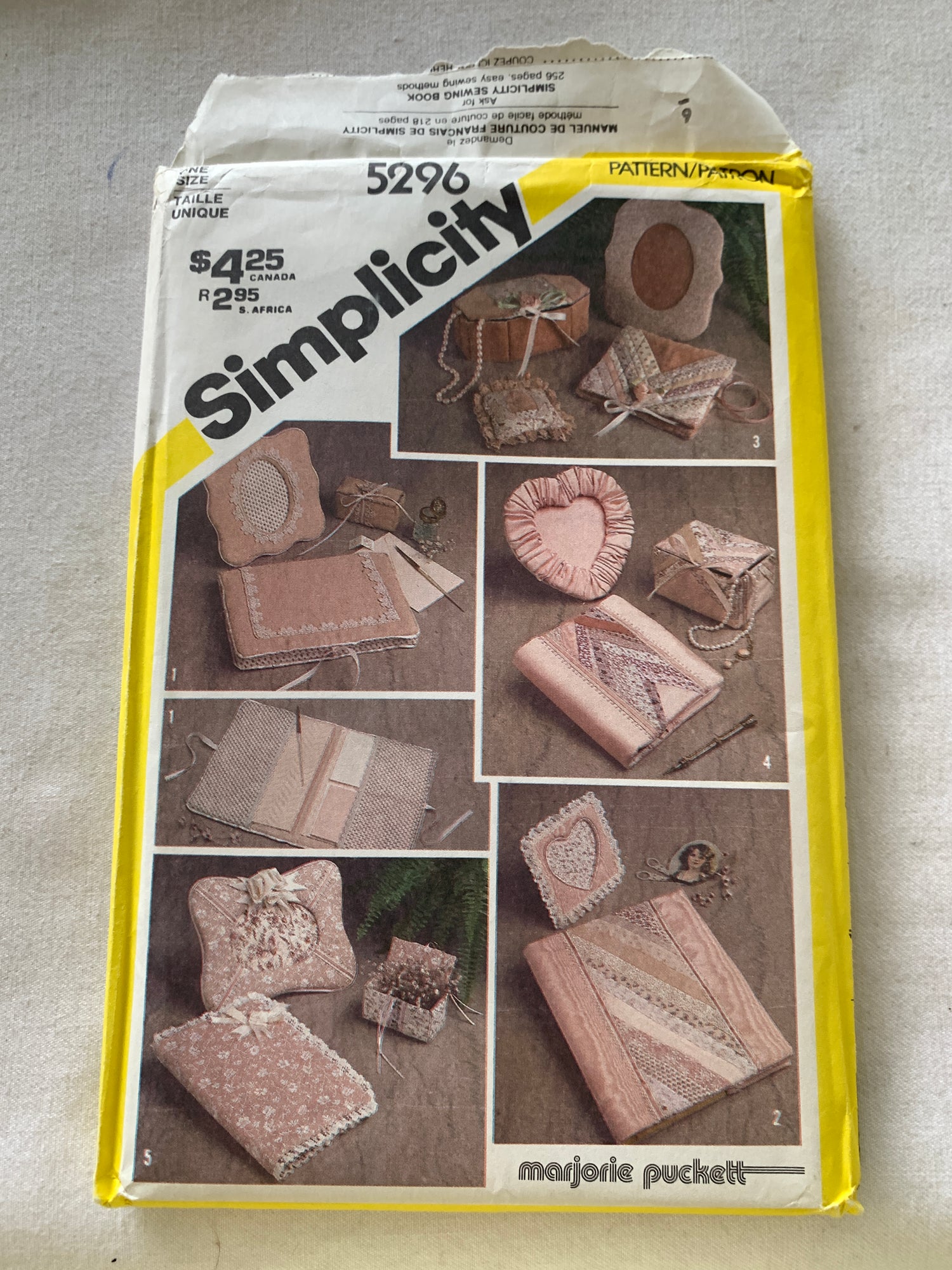 Simplicity Sewing Pattern 5296 Crafts, Desk, Dresser, Frame, Album Cover, One Size, Uncut, Vintage 1981