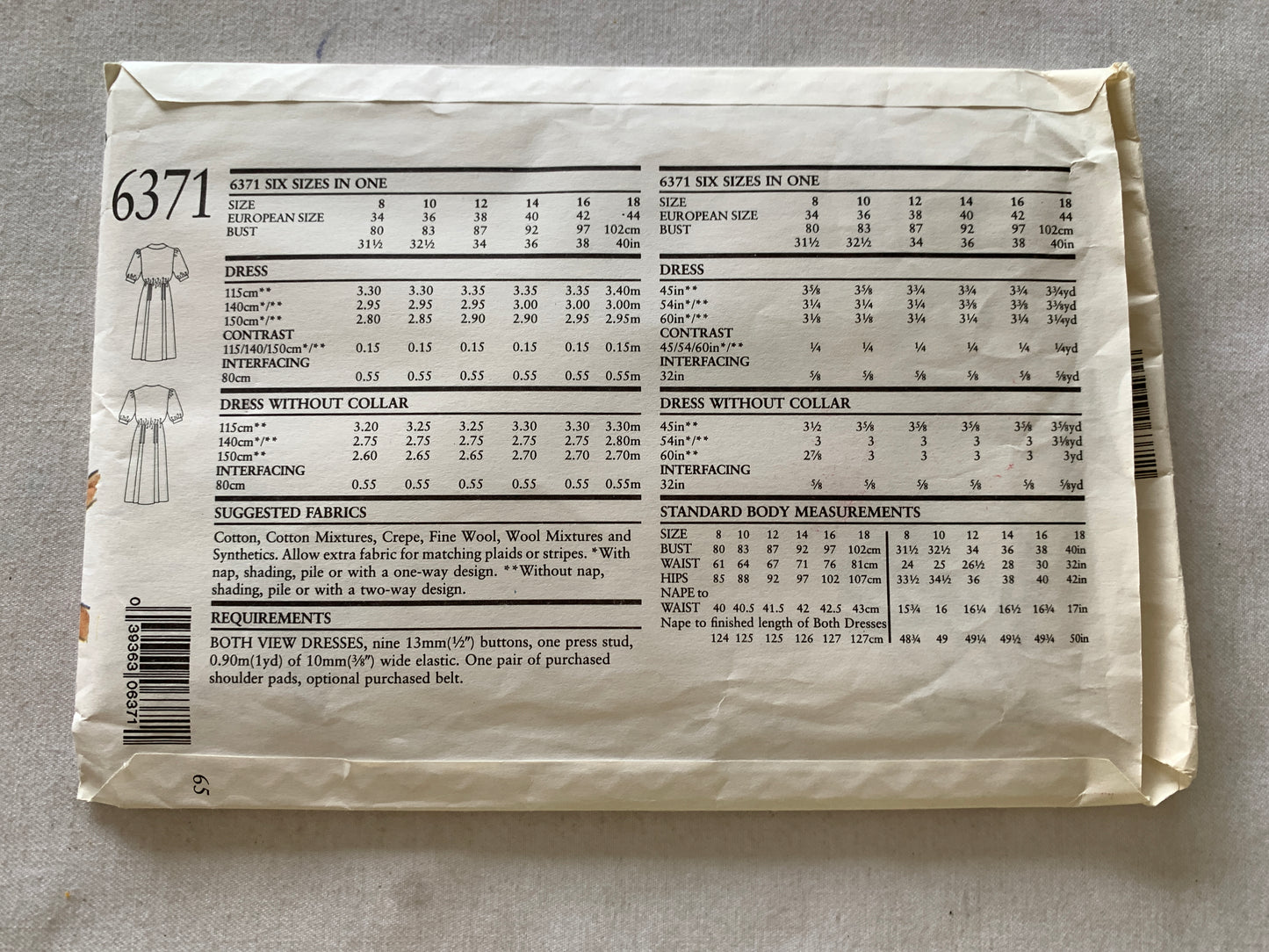 Simplicity New Look Sewing Pattern 6371 Misses' Dress, Long Sleeves, Button Front, Elastic Waist, Size 8-18 Uncut, 2011