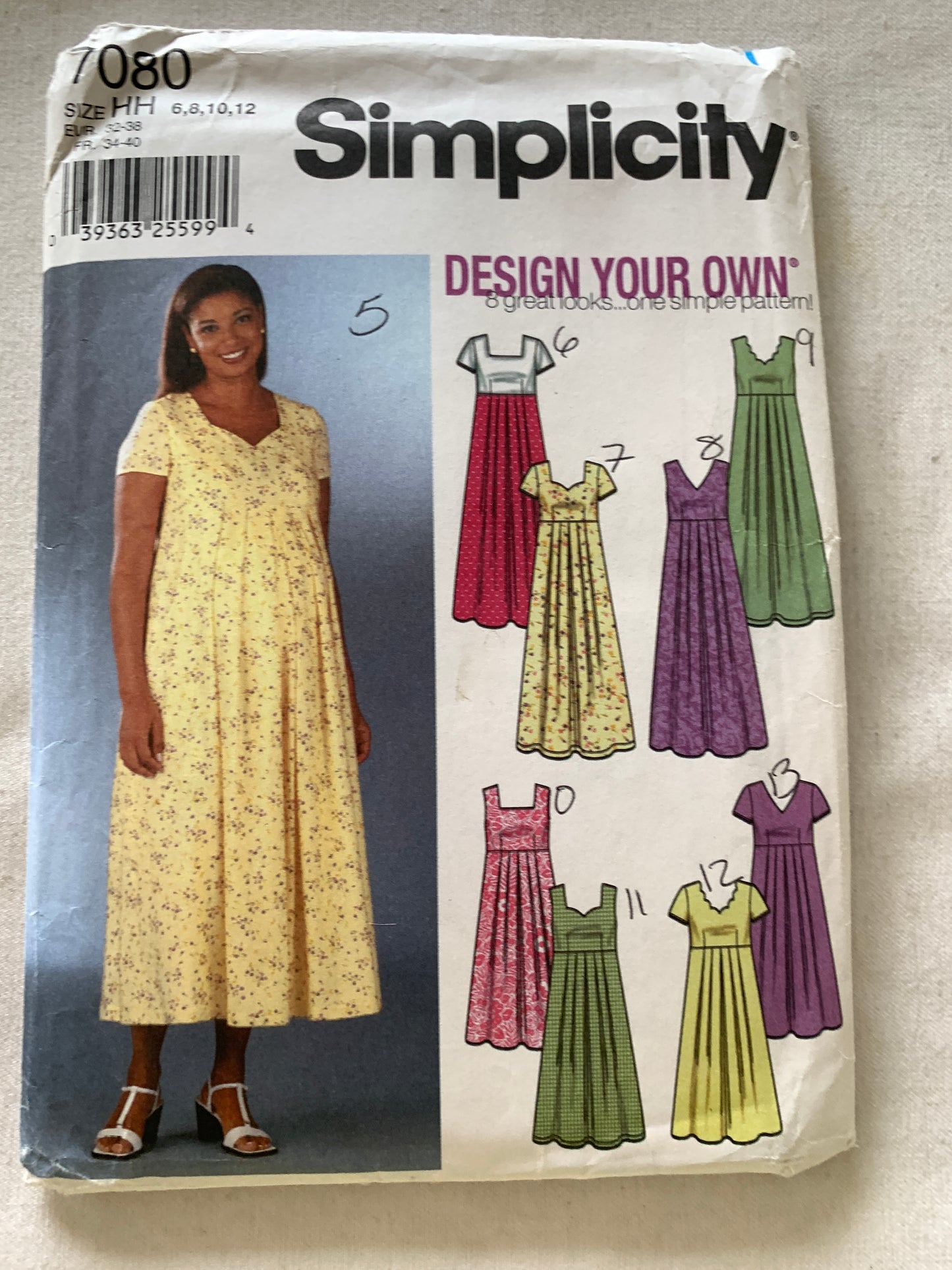 Simplicity Sewing Pattern 7080 Misses' Maternity Dress, Front Pleats, 9  Bodice Variations, Zipper Back, Tie Ends, Size 6-12, Uncut, Vintage 2002