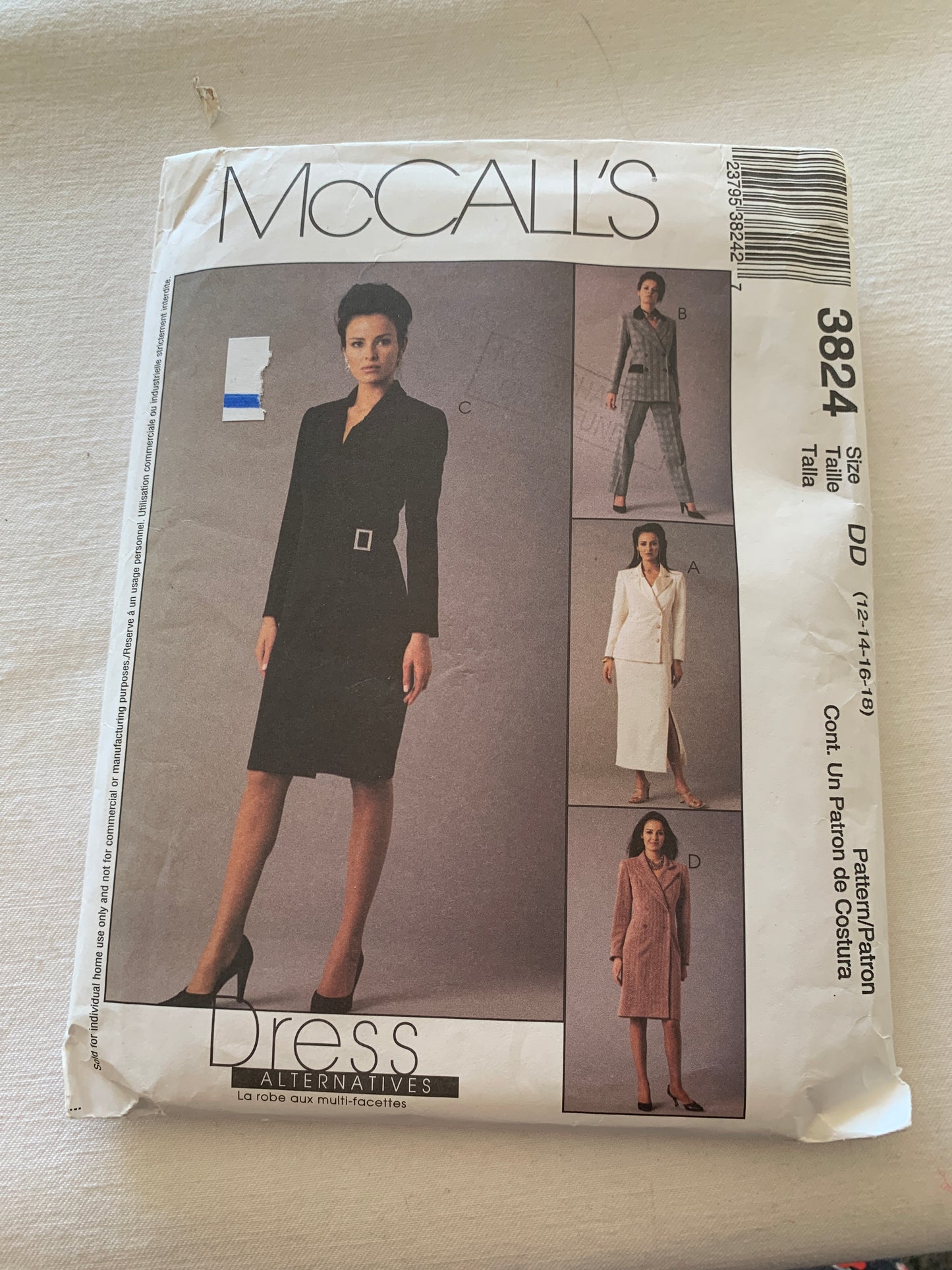 Mccall's Sewing Pattern 3918 Misses'/Misses' Petite Lined Jacket, Pants, Top, Princess Seams, Two Lengths, Size 12-18, Uncut, 2002