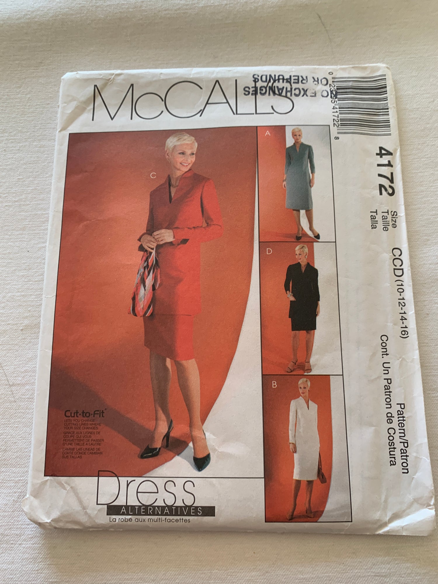 McCall's Sewing Pattern 4172 Misses'/Miss Petites Dresses, Tunic, And Skirt, Fitted, Two Lengths, Zipper Back, Size 10-16, Uncut, 2003