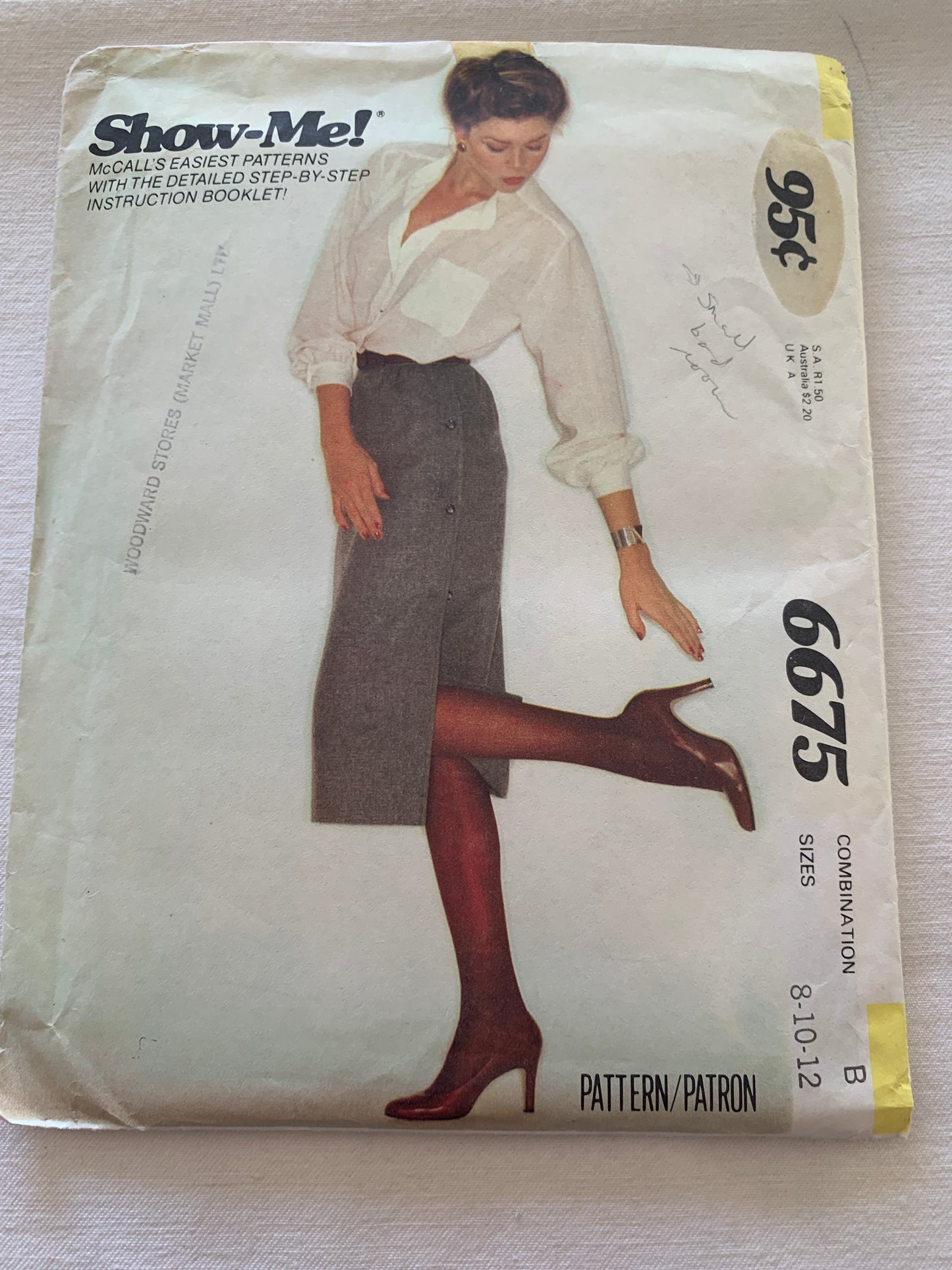 McCall's Sewing Pattern 6675 Misses' Skirt, Side Button, Straight Skirt, Button Waist, Size 8-12, Uncut, Vintage 1986