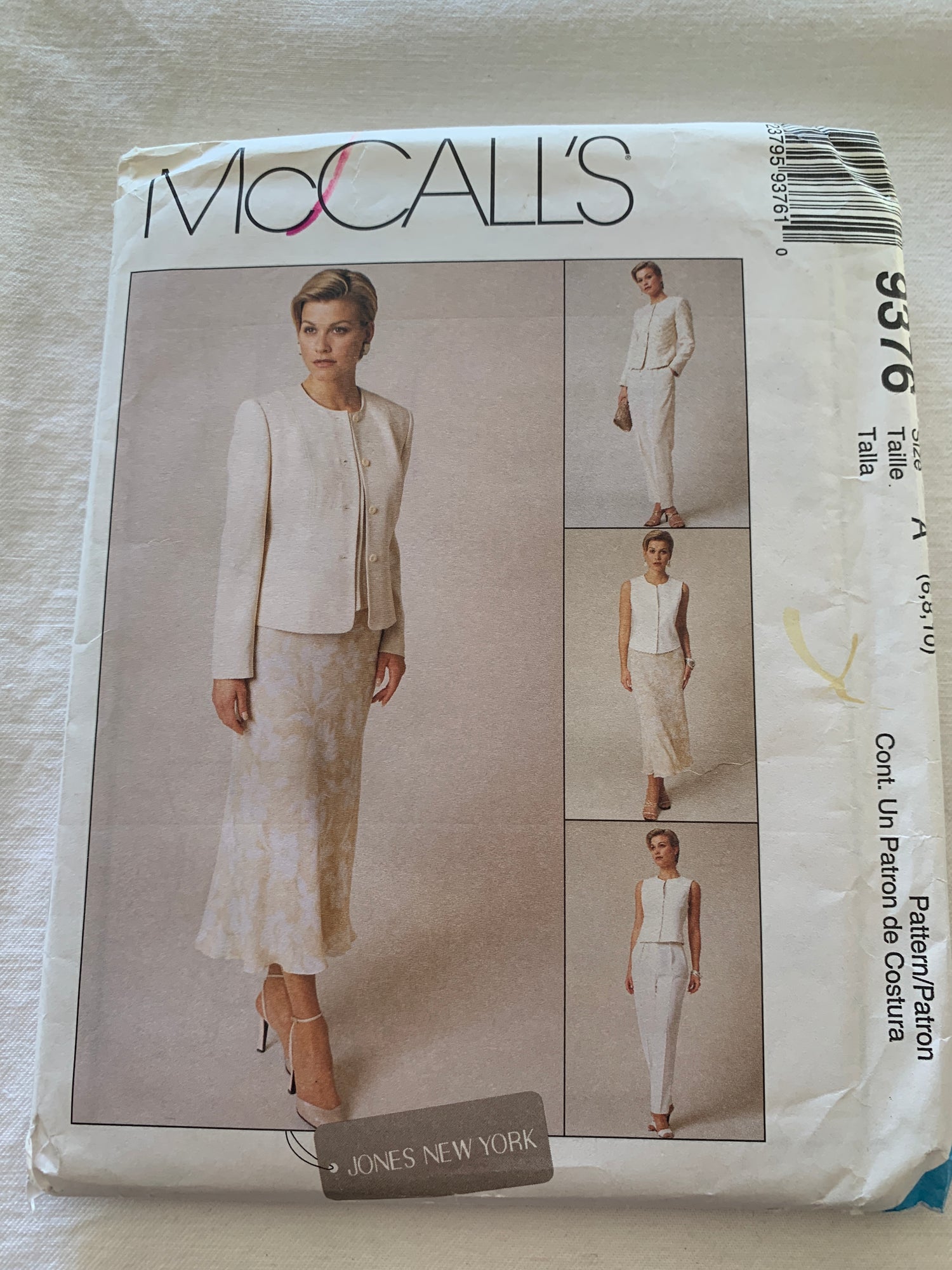 McCall's Sewing Pattern 9376 Misses' Lined Jacket, Lined Vest, Pants, Bias Skirt, Princess Seams, Front Zipper, Size 6-10, Uncut, Vintage 1998 