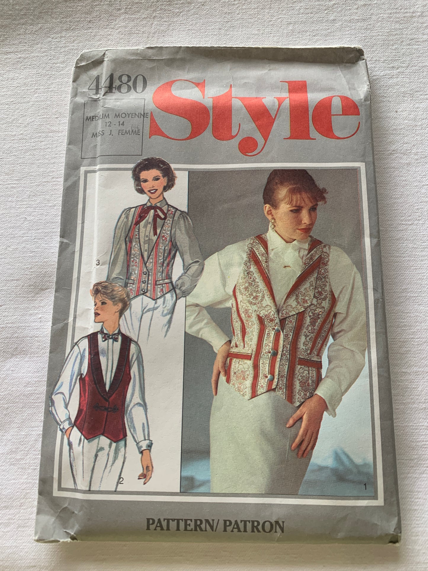 Style Sewing Pattern 4480 Misses' Lined Waistcoat, Button Front, Loose-Fitting, Sleeveless, Size 12-14, Uncut, Vintage 1985