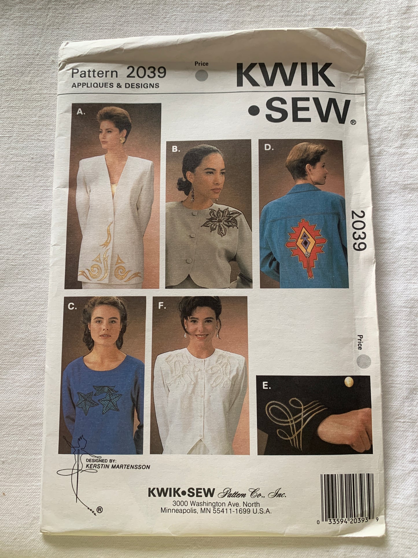 KWIK Sewing Pattern 2039 Appliques, 6 Variations, Uncut, Vintage 1980