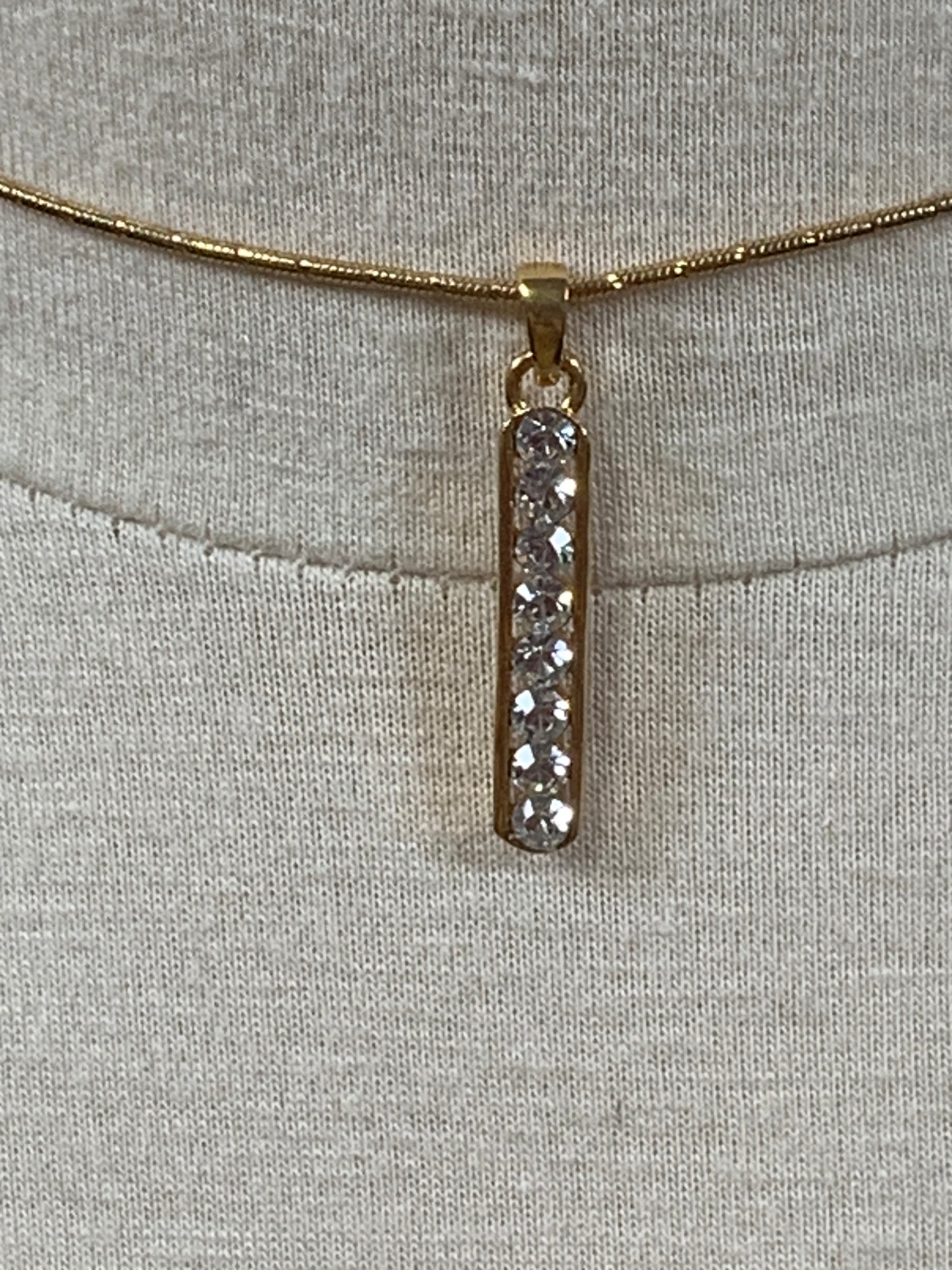Vintage Delicate Fifth Avenue Clear Rhinestone Choker Necklace, Gold Tone, Lobster Clasp, Costume Jewelry