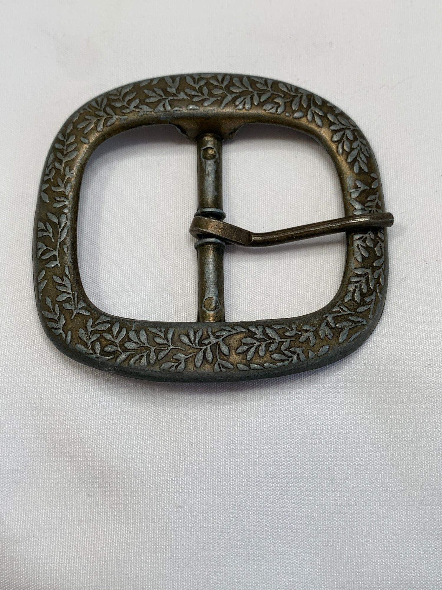 Vintage Pin Burgos Belt Buckle, Open Style, Leaf Design, Used, Circa 1970's