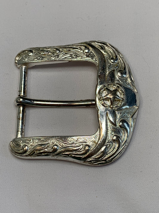 Texas Long-Horn Pin Silver Belt Buckle, Used, Circa 1970's