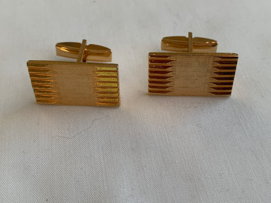 Men's Cufflinks, Abstract Design, Gold Toned