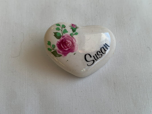 Personalized Pin Susan, Pin Closing, Silver Tone, Roses