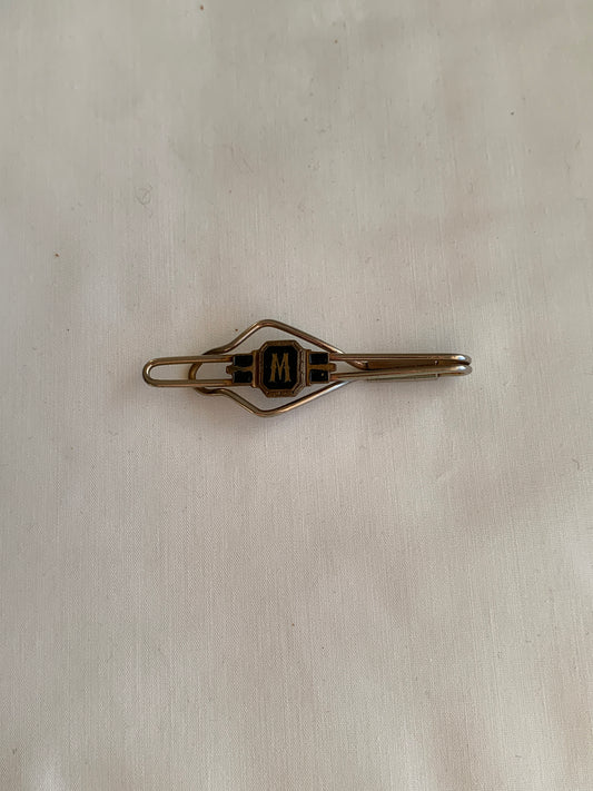 Black Money Clip, Initial M, Gold Toned