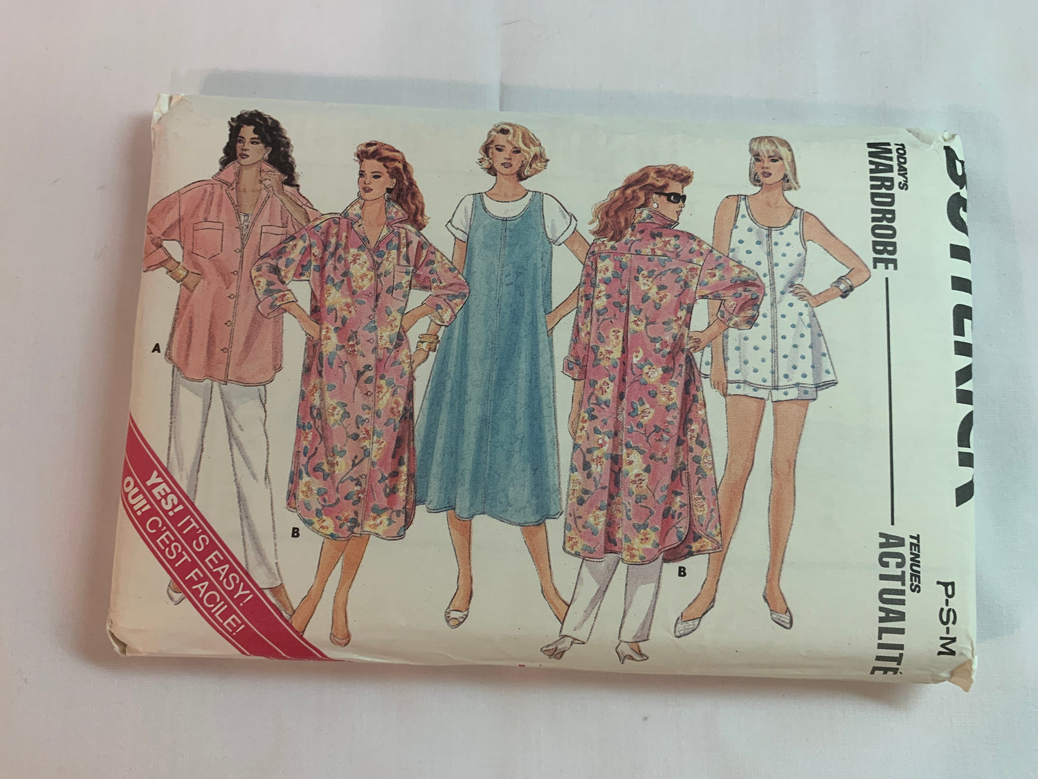 Butterick Sewing Pattern 3915 Misses' Maternity Dress, Top, Pants, Shorts, Jumper, Shirt, Loose-Fitting, Flared, Long Sleeves, Sleeveless, Elastic Waist, Pockets, Size 6-14, Uncut, Vintage 1986