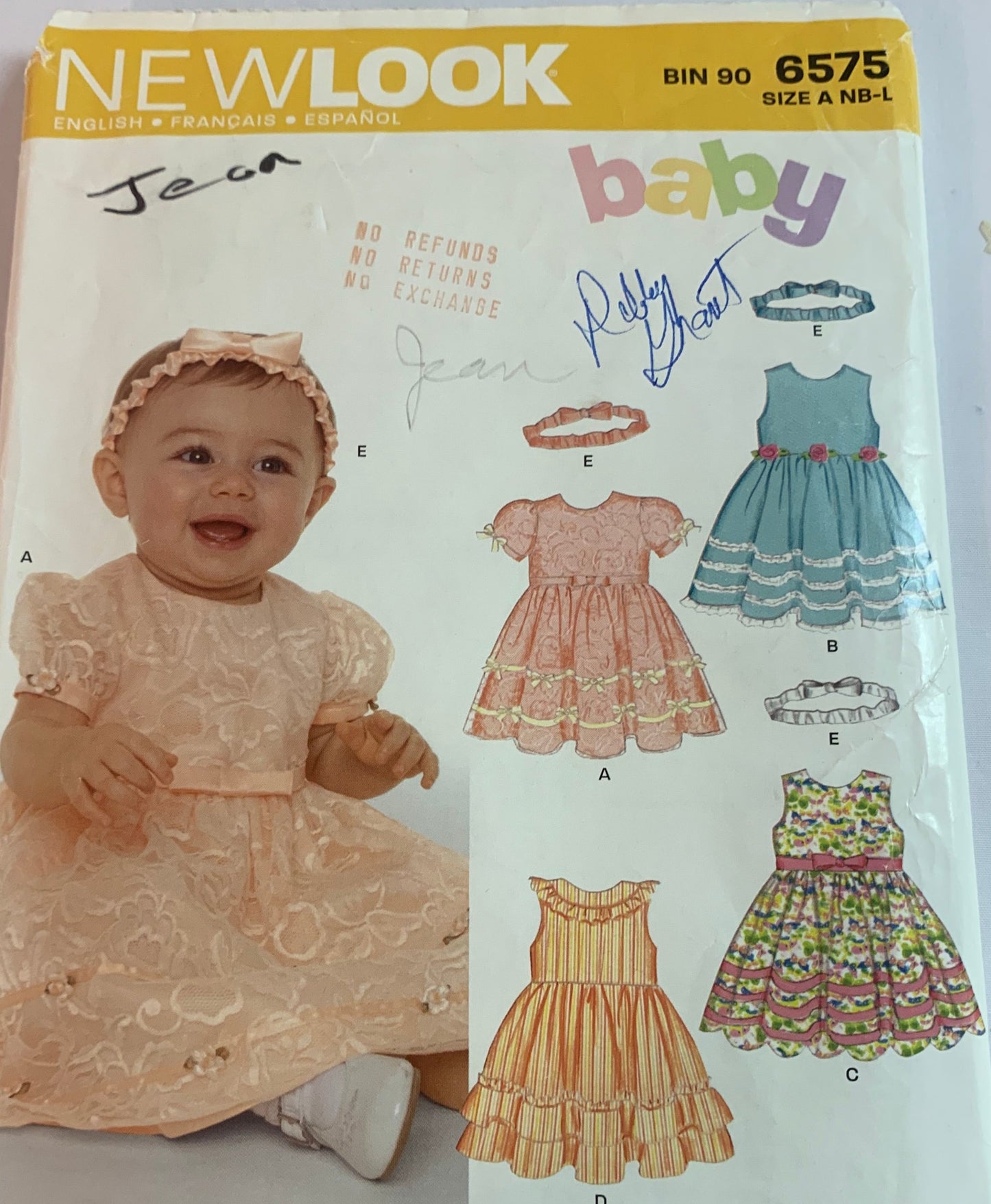 Simplicity New Look Sewing Pattern 6575 Infants/Girls'/Toddlers' Dress, Zipper Back, Headband, Short Sleeves, Sleeveless, Gathered Waist, Tiers, Size 7-24 Pounds, Uncut, 2012